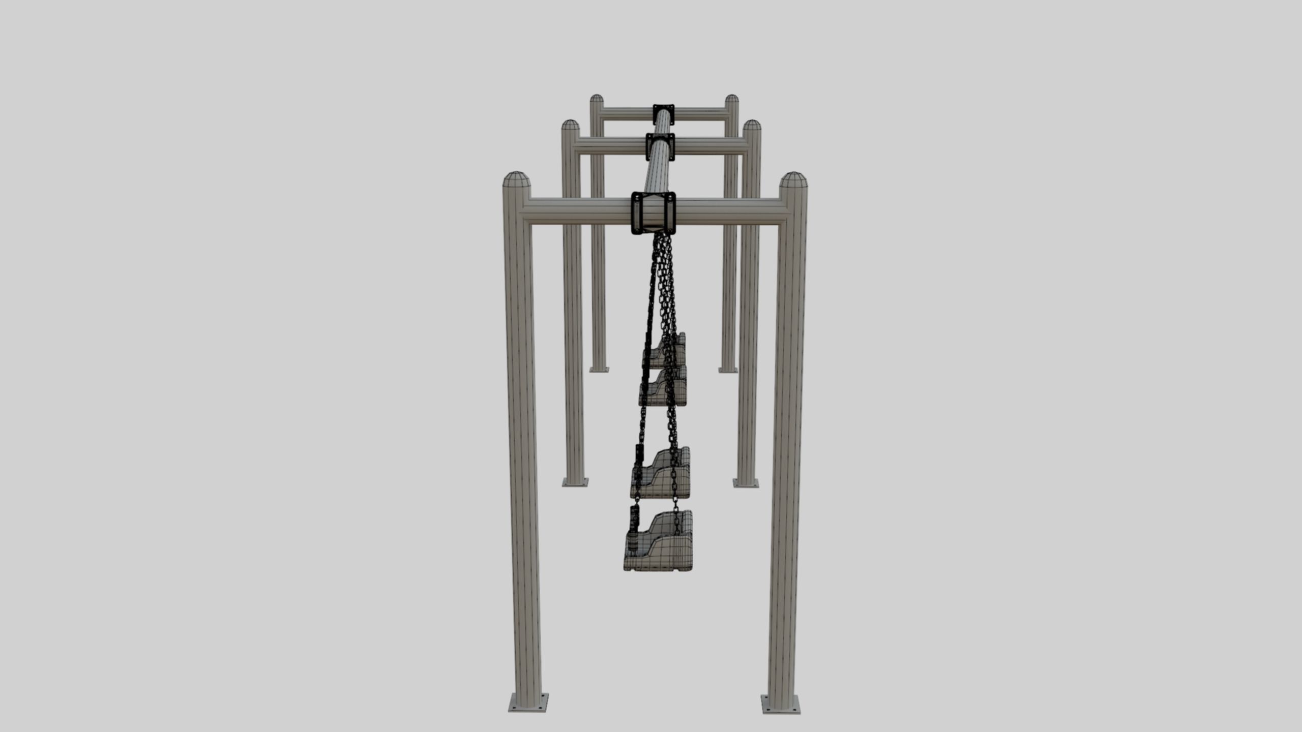 Playground Metal Four Swings - 01 3D model_34