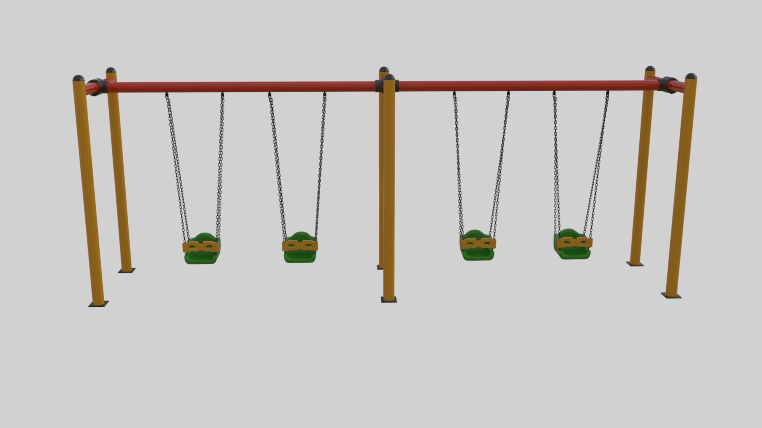Playground Metal Four Swings - 01 3D model_5