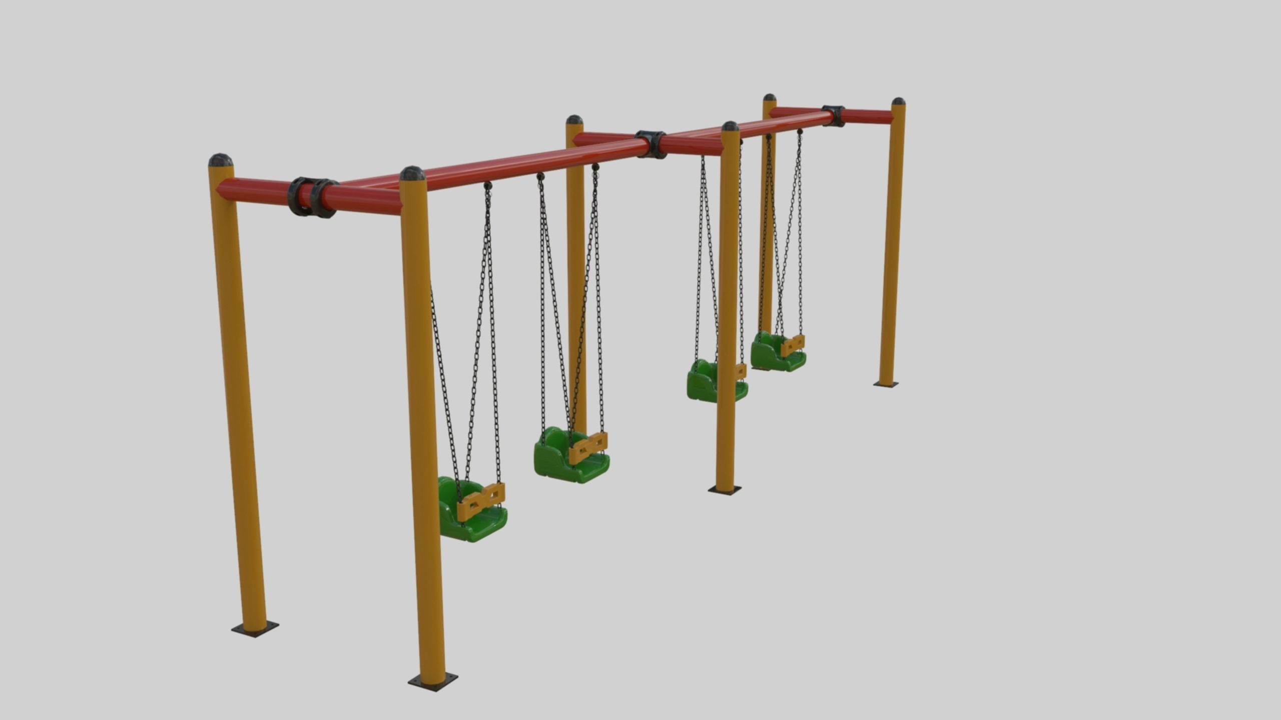 Playground Metal Four Swings - 01 3D model_20