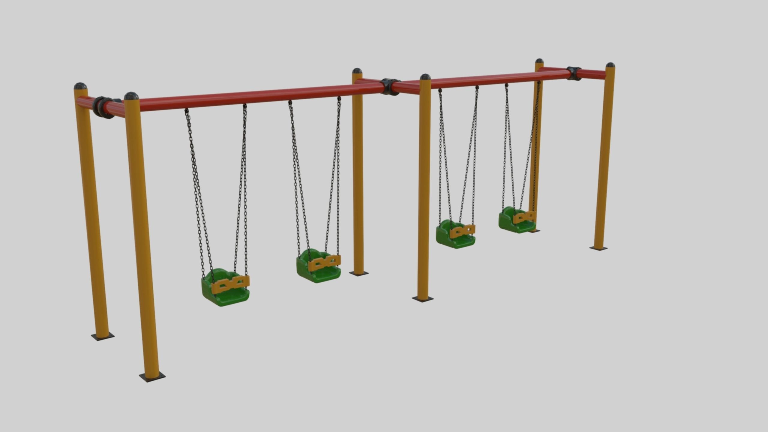 Playground Metal Four Swings - 01 3D model_22