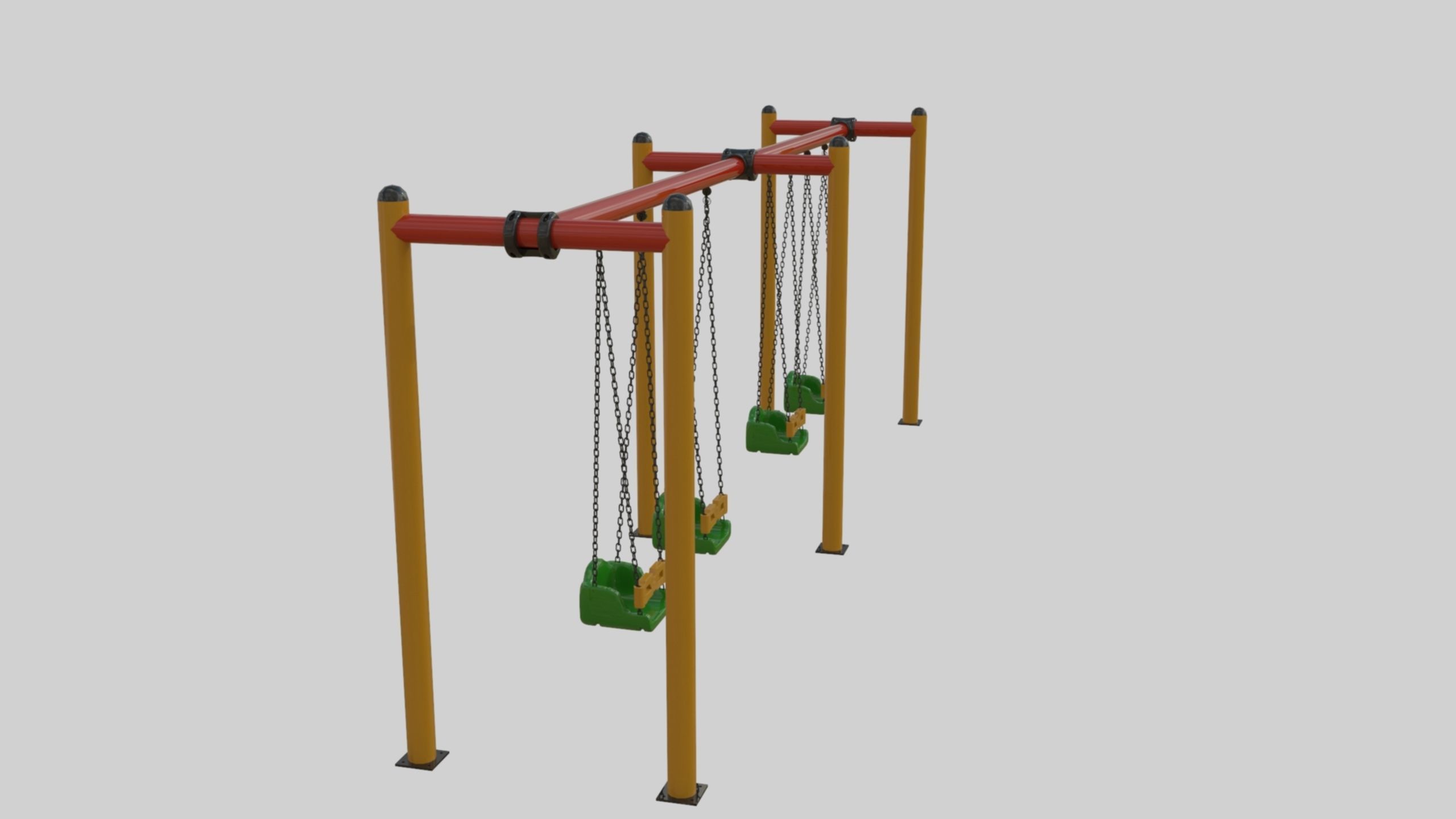 Playground Metal Four Swings - 01 3D model_19