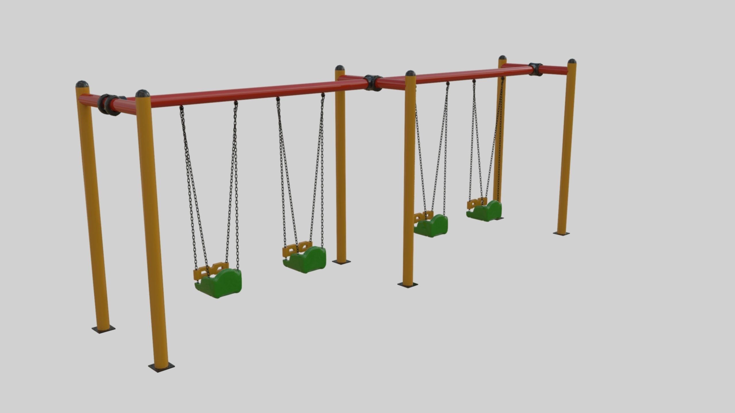Playground Metal Four Swings - 01 3D model_12