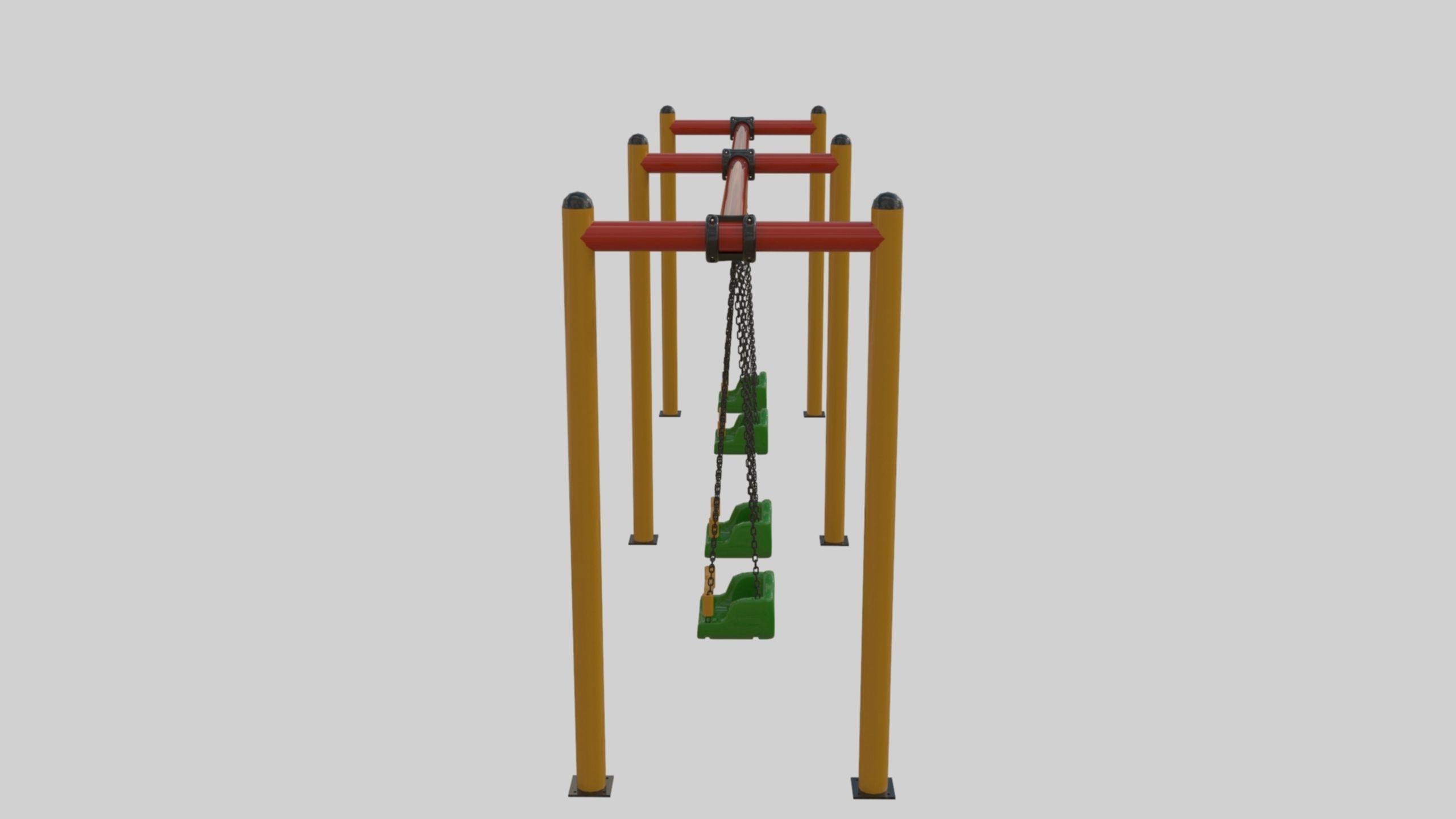 Playground Metal Four Swings - 01 3D model_10