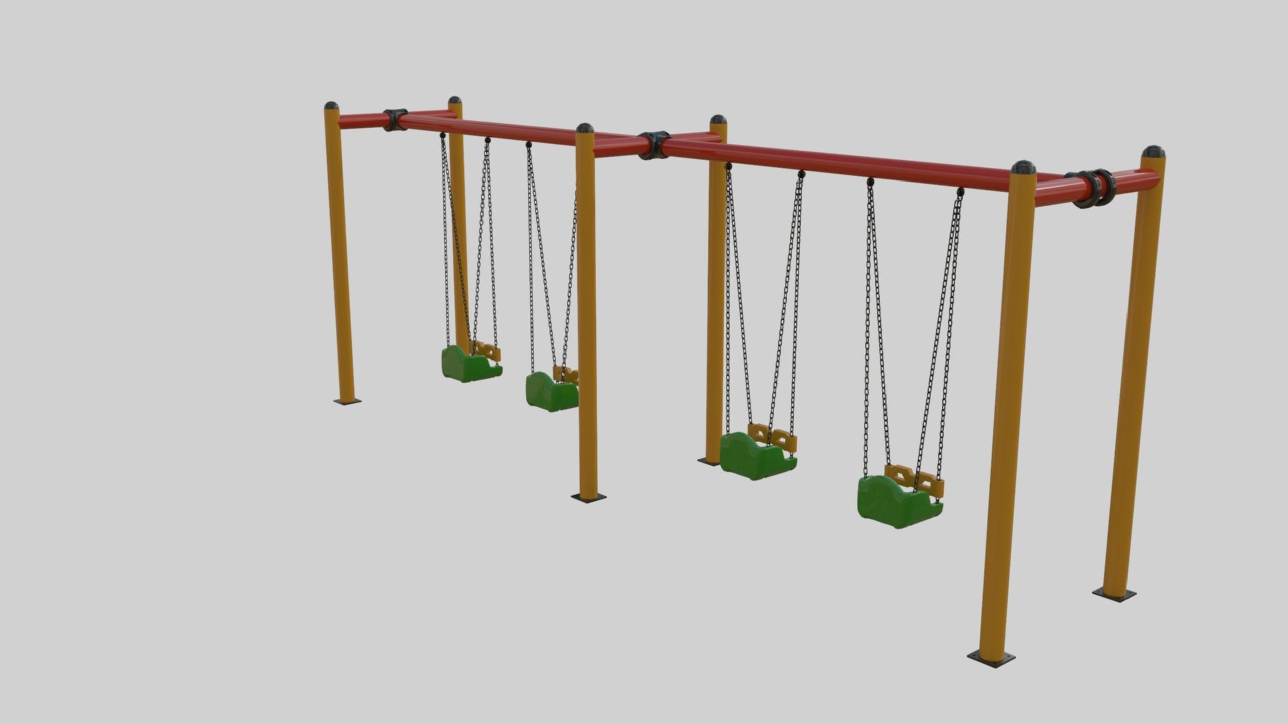Playground Metal Four Swings - 01 3D model_16