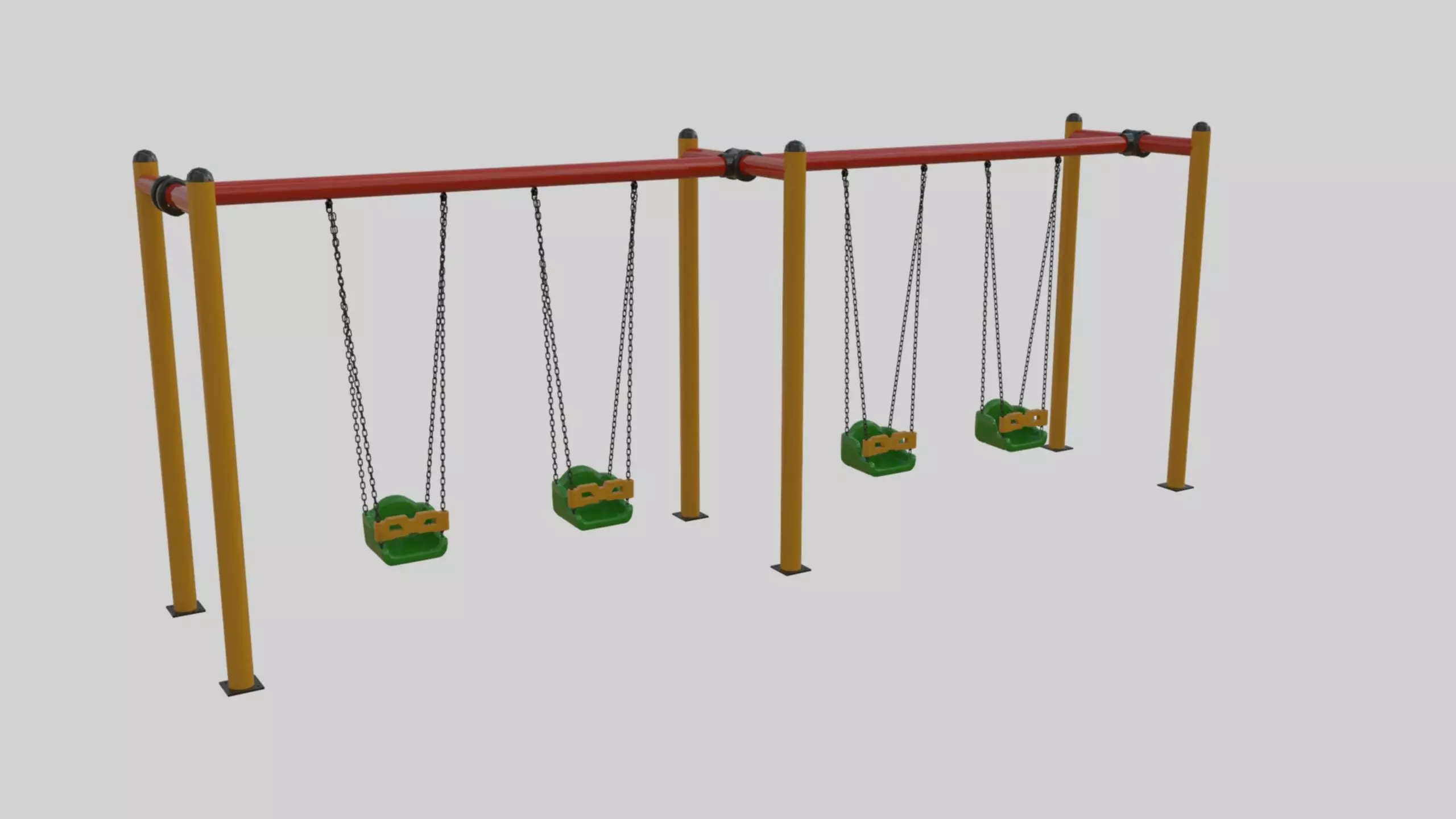 Playground Metal Four Swings - 01 3D model_0