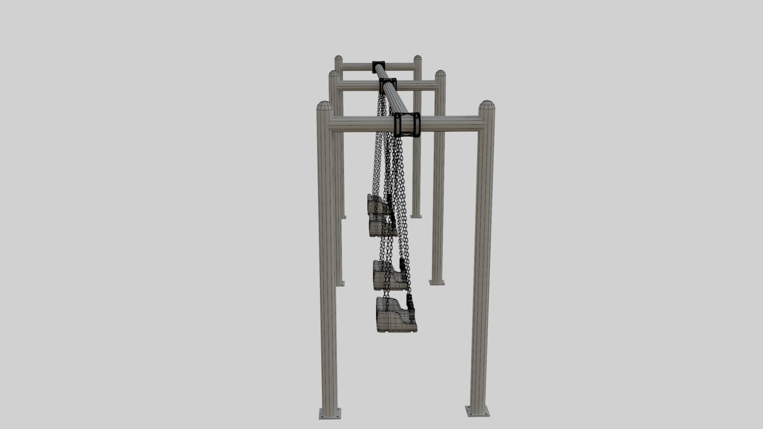 Playground Metal Four Swings - 01 3D model_42
