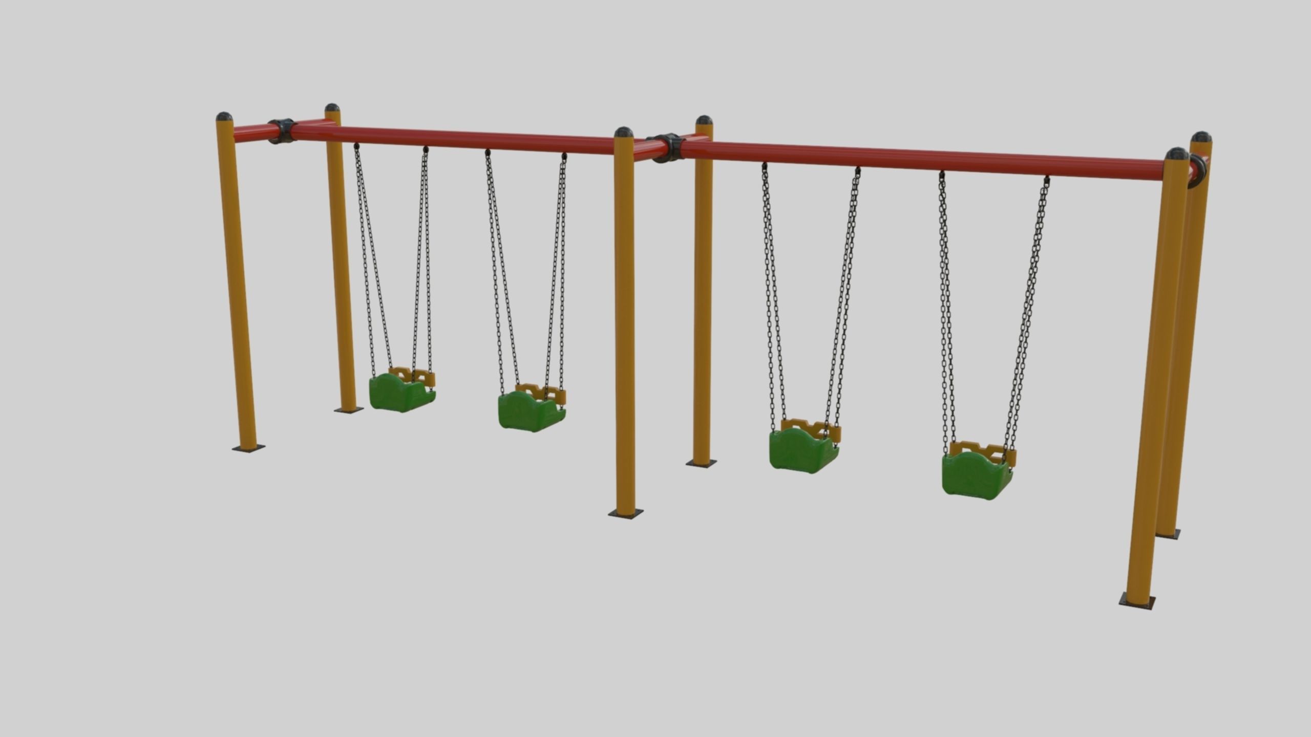 Playground Metal Four Swings - 01 3D model_15