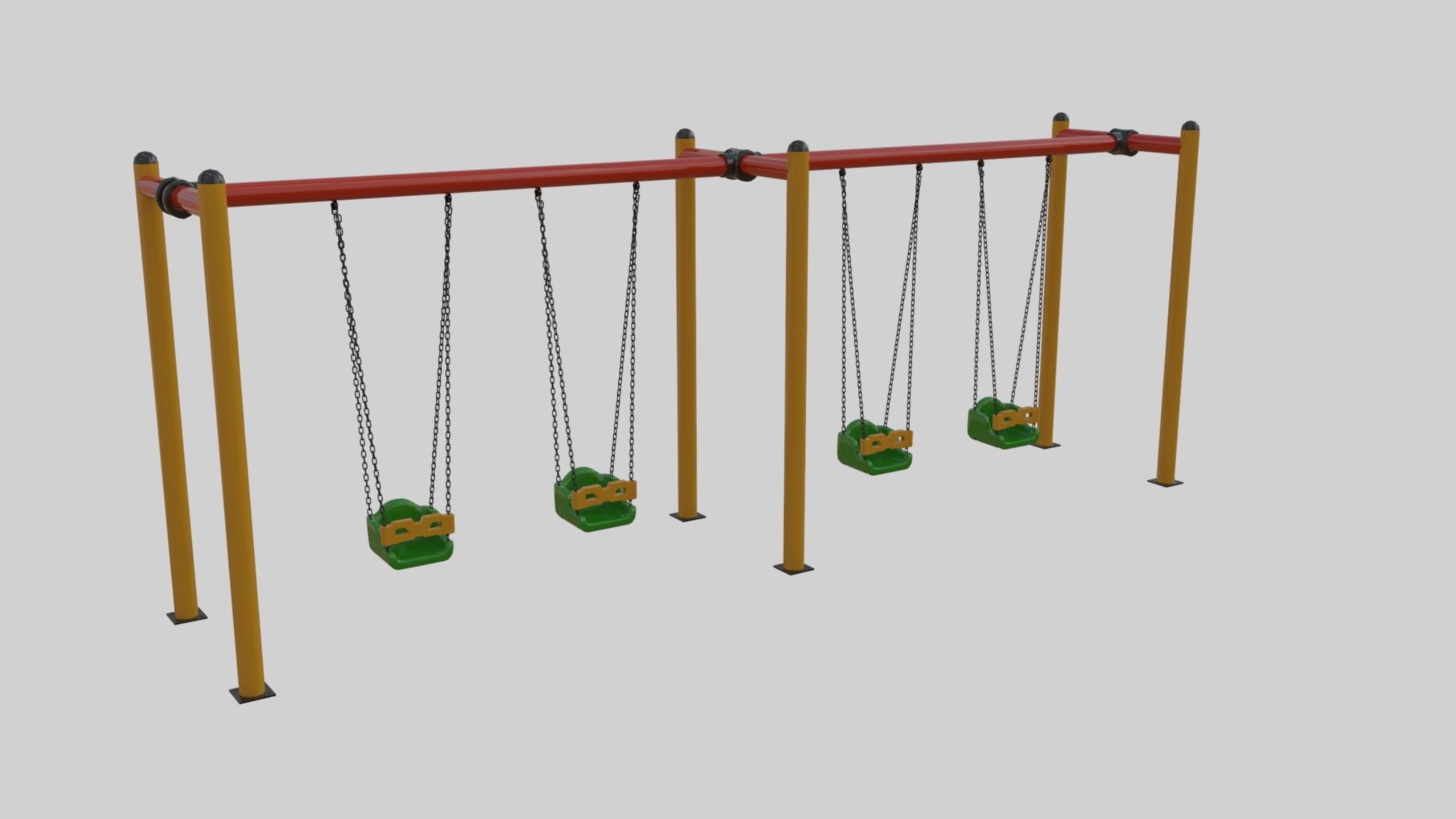 Playground Metal Four Swings - 01 3D model_23