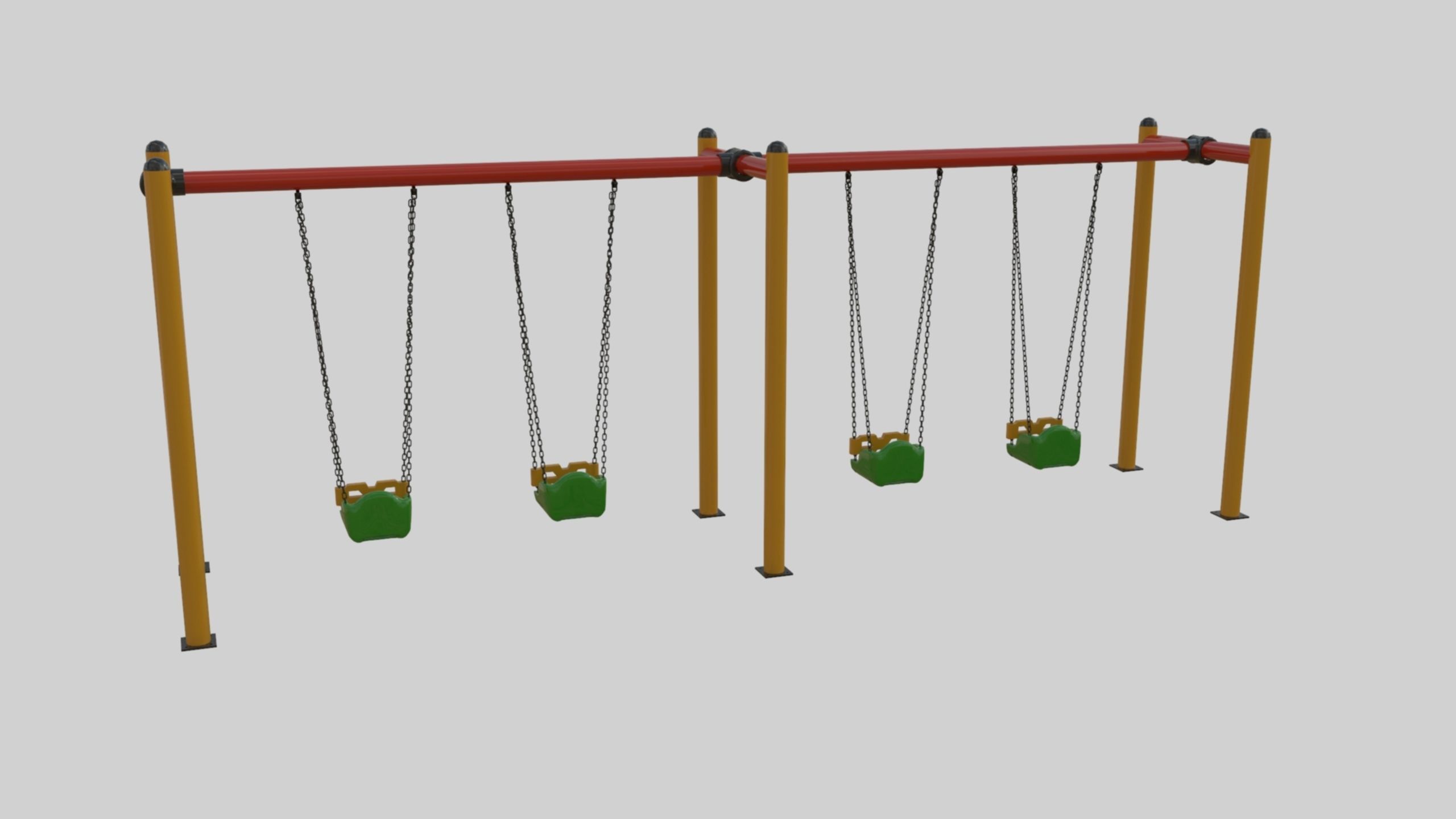 Playground Metal Four Swings - 01 3D model_13