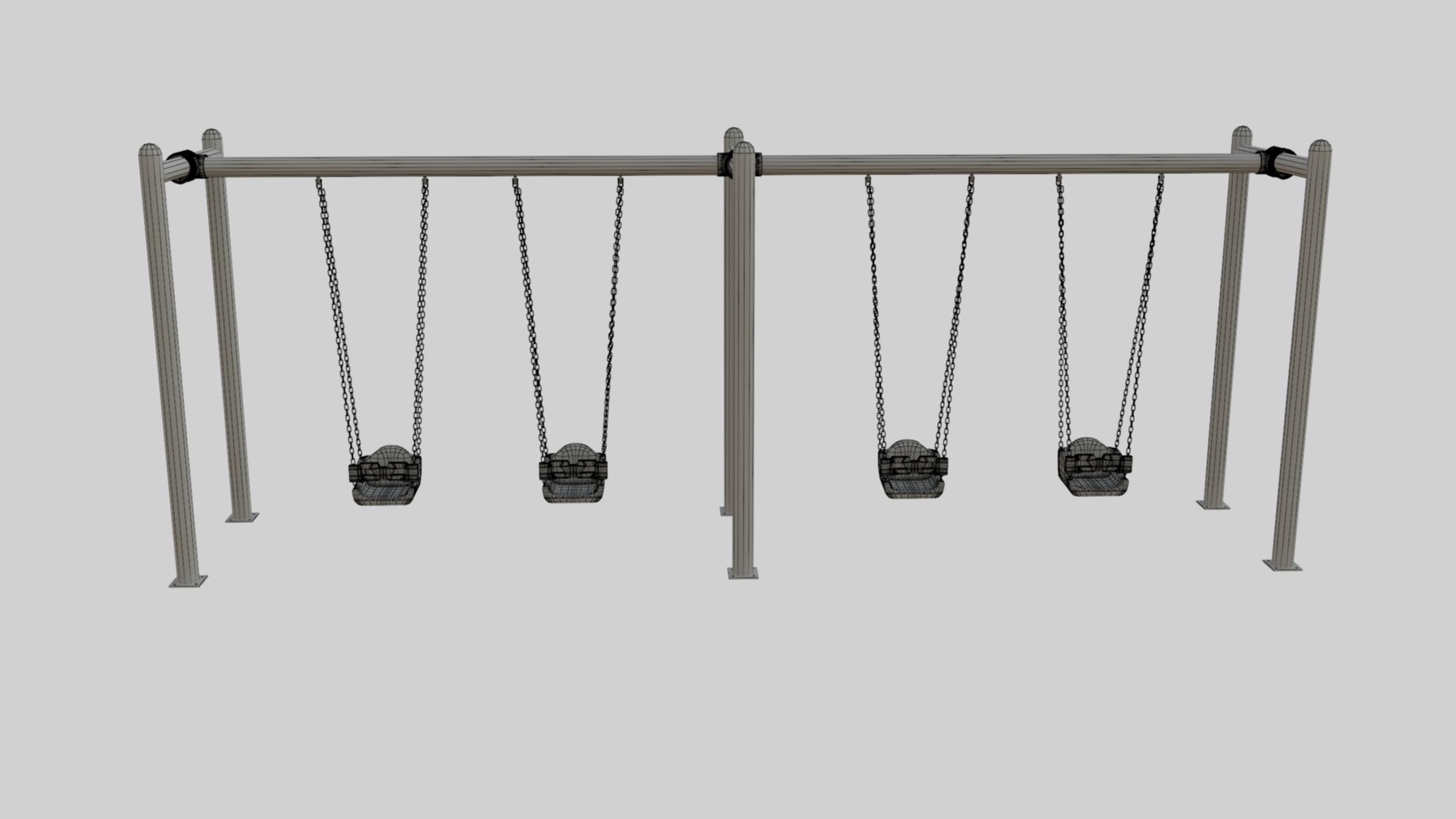 Playground Metal Four Swings - 01 3D model_29
