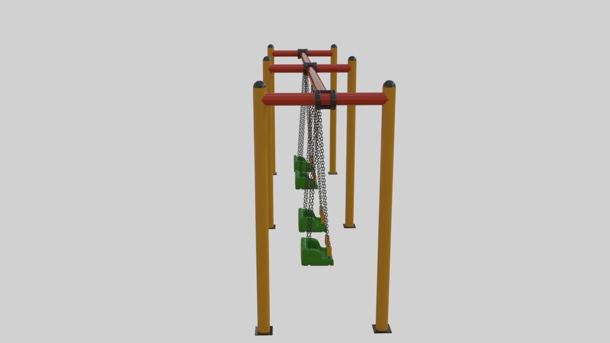 Playground Metal Four Swings - 01 3D model_18