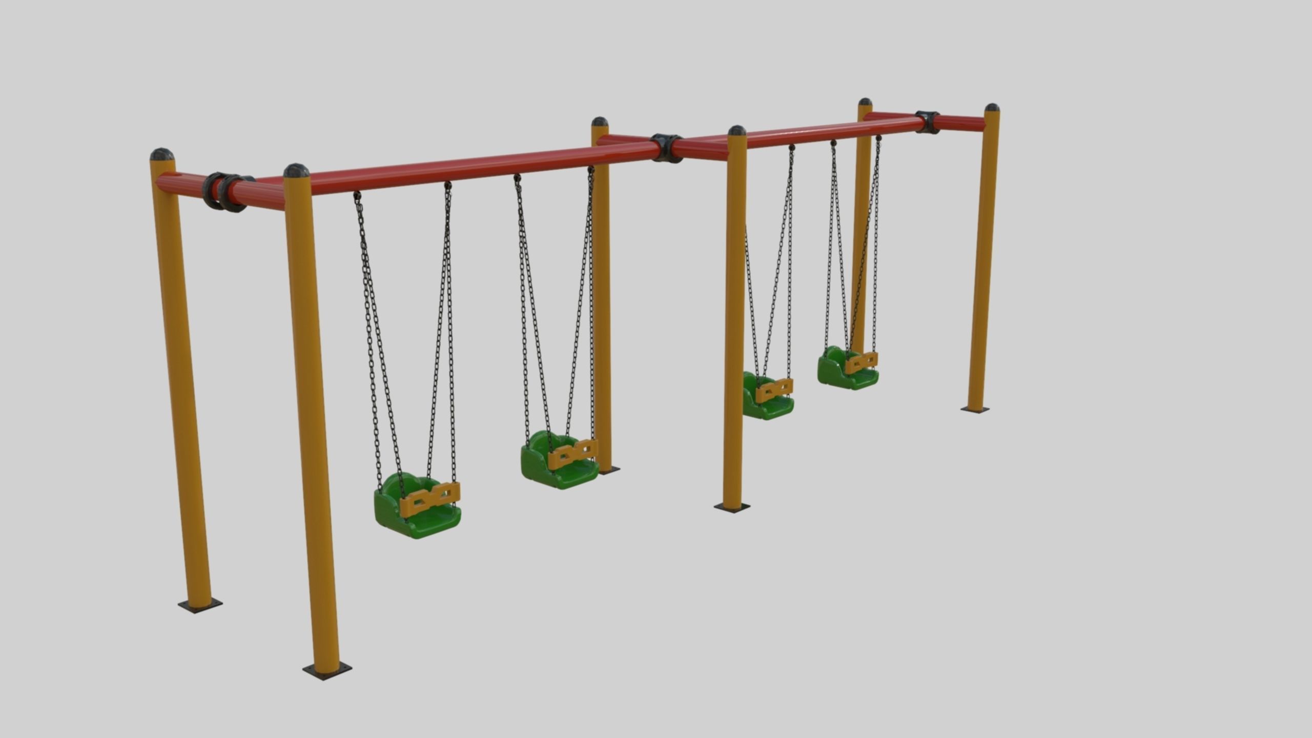 Playground Metal Four Swings - 01 3D model_21