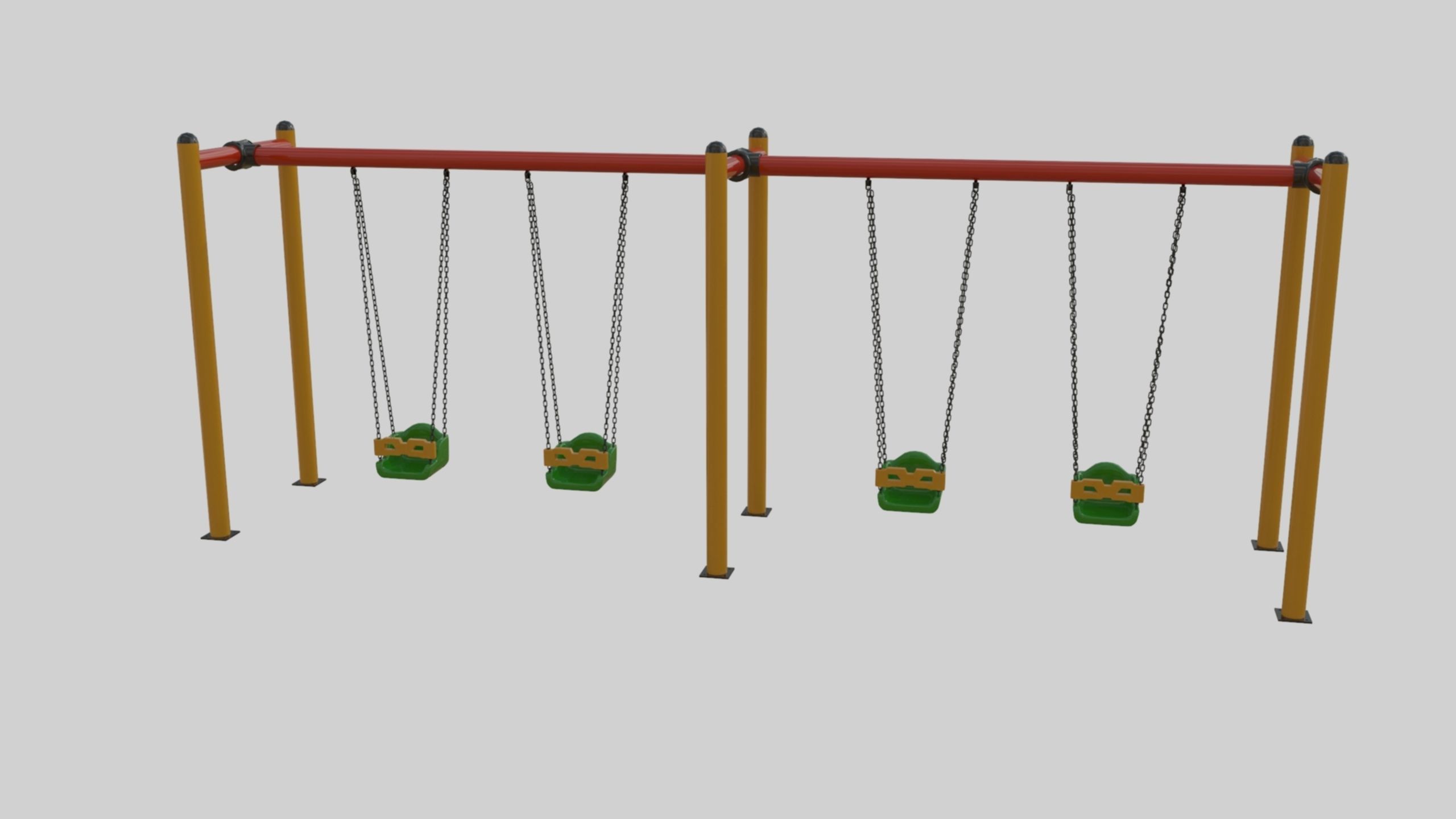 Playground Metal Four Swings - 01 3D model_6