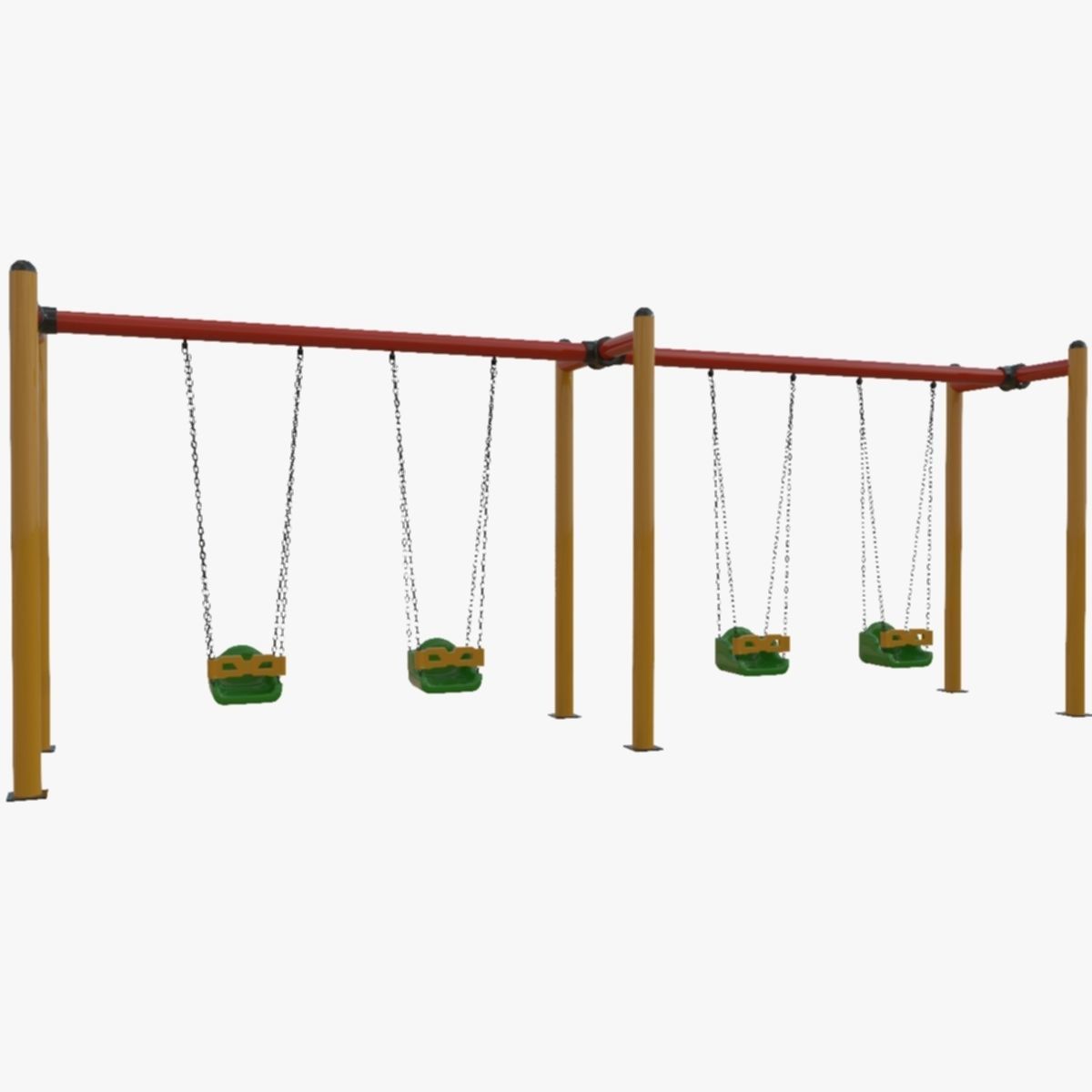 Playground Metal Four Swings - 01 3D model_1