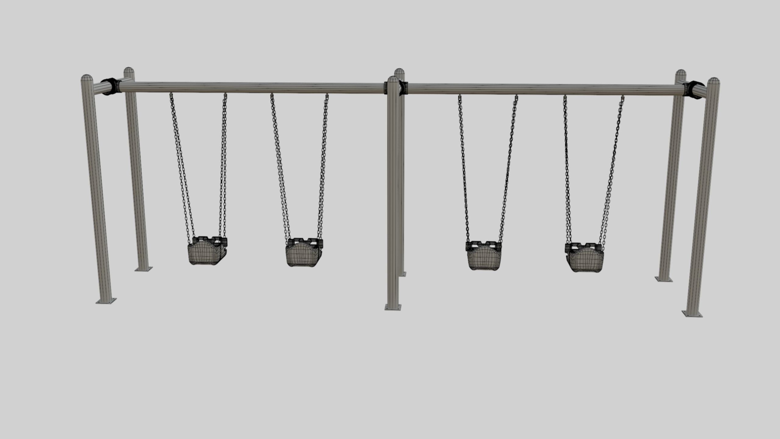 Playground Metal Four Swings - 01 3D model_38