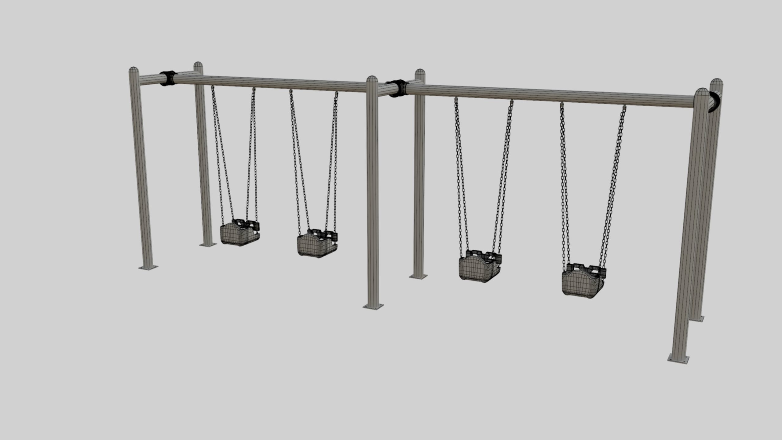 Playground Metal Four Swings - 01 3D model_39
