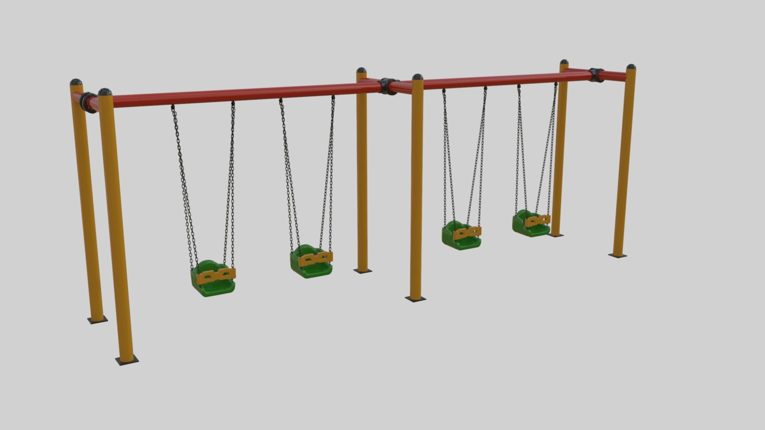 Playground Metal Four Swings - 01 3D model_24