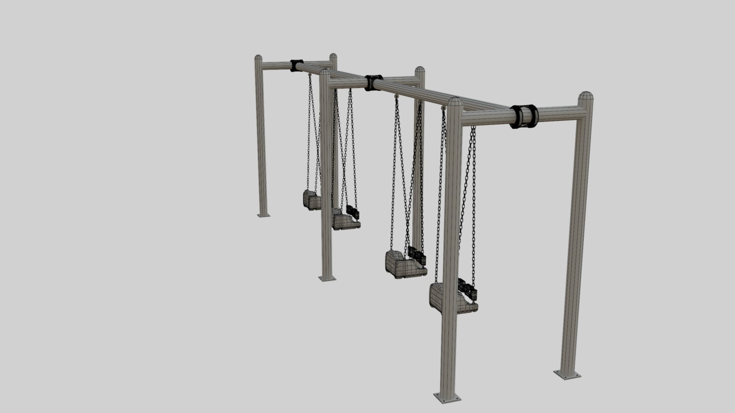 Playground Metal Four Swings - 01 3D model_41
