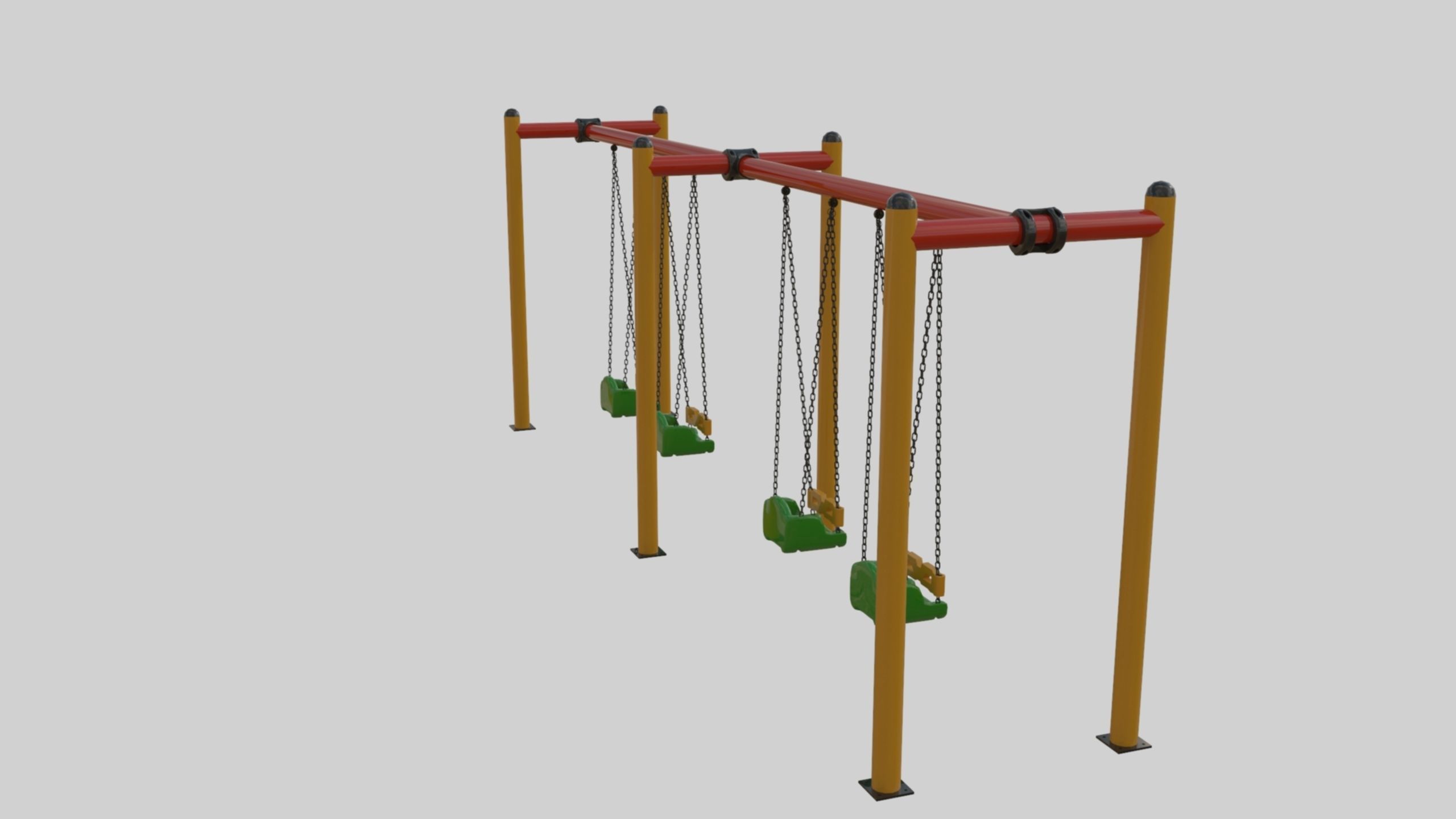 Playground Metal Four Swings - 01 3D model_17