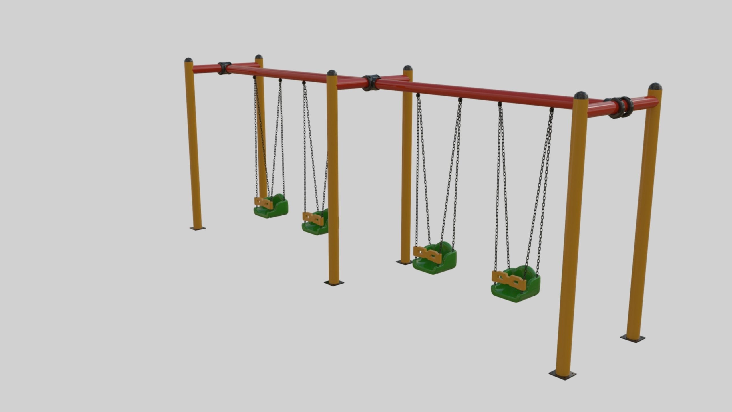 Playground Metal Four Swings - 01 3D model_8
