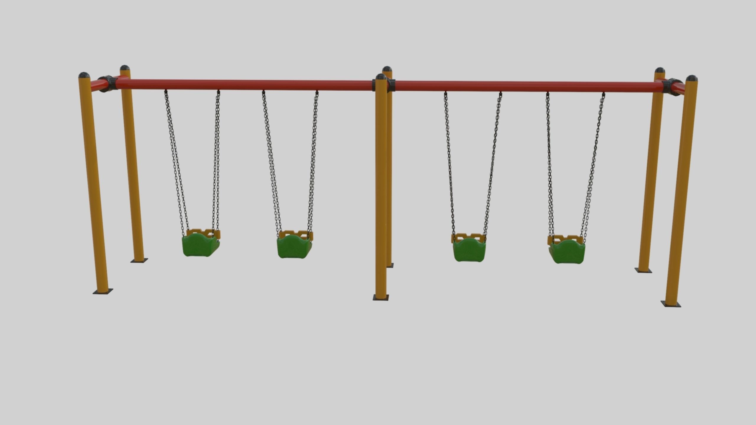 Playground Metal Four Swings - 01 3D model_14