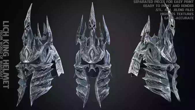 World of Warcraft Lich King Helmet for Cosplay 3D print model