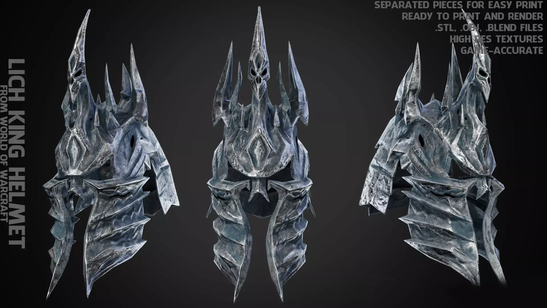 World of Warcraft Lich King Helmet for Cosplay 3D print model_0