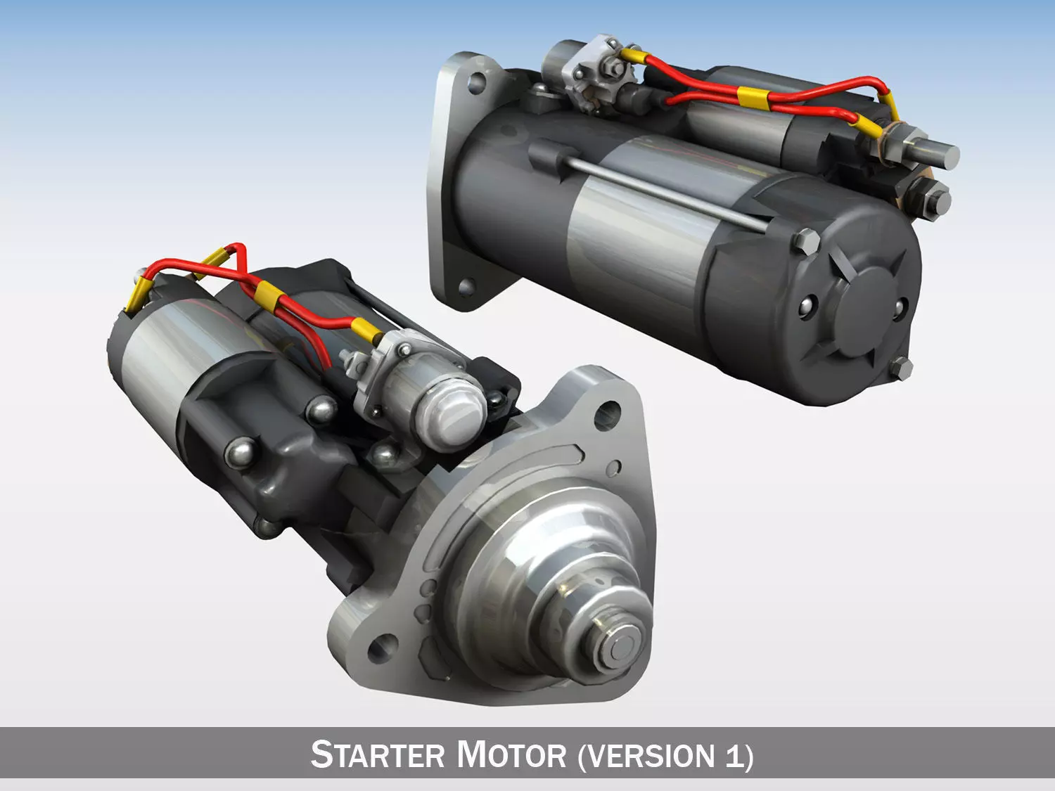 Starter motor 3D model_0