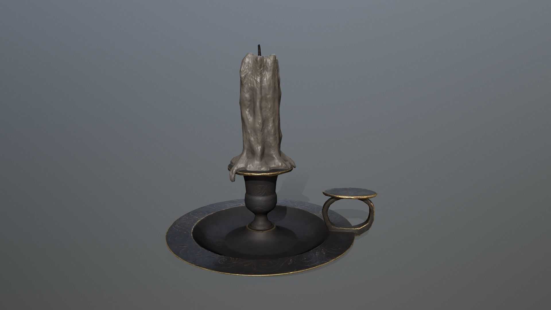 Candlestick candle Low-poly 3D model_1