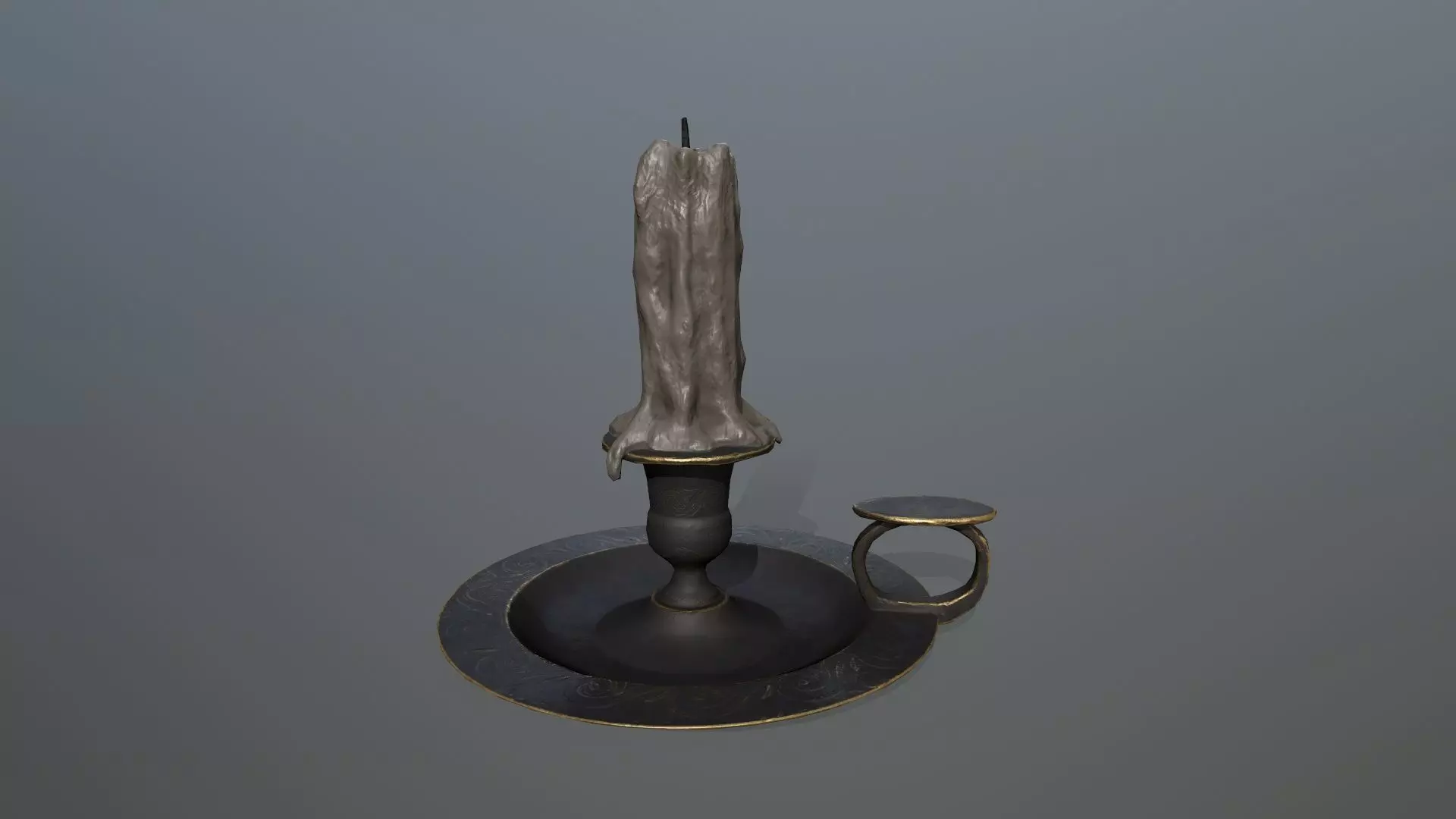 Candlestick candle Low-poly 3D model_0
