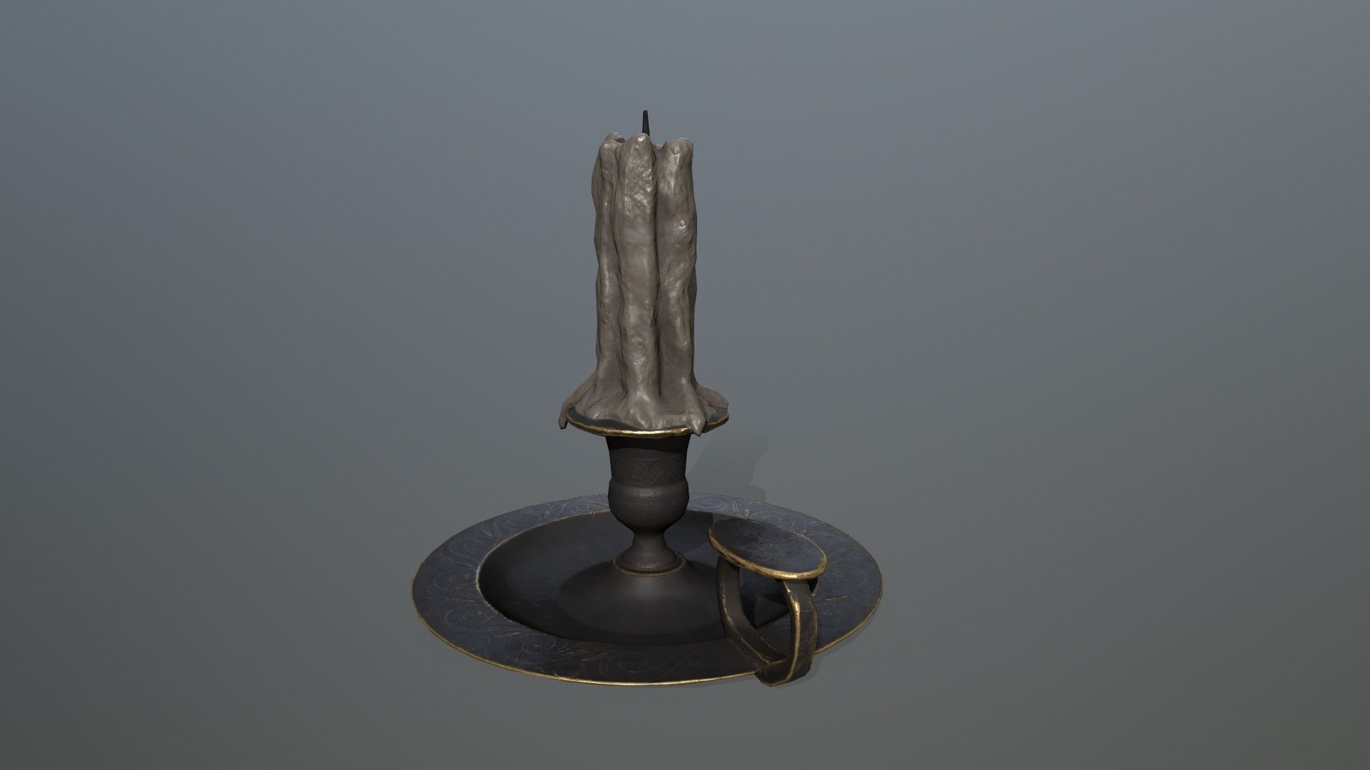 Candlestick candle Low-poly 3D model_2