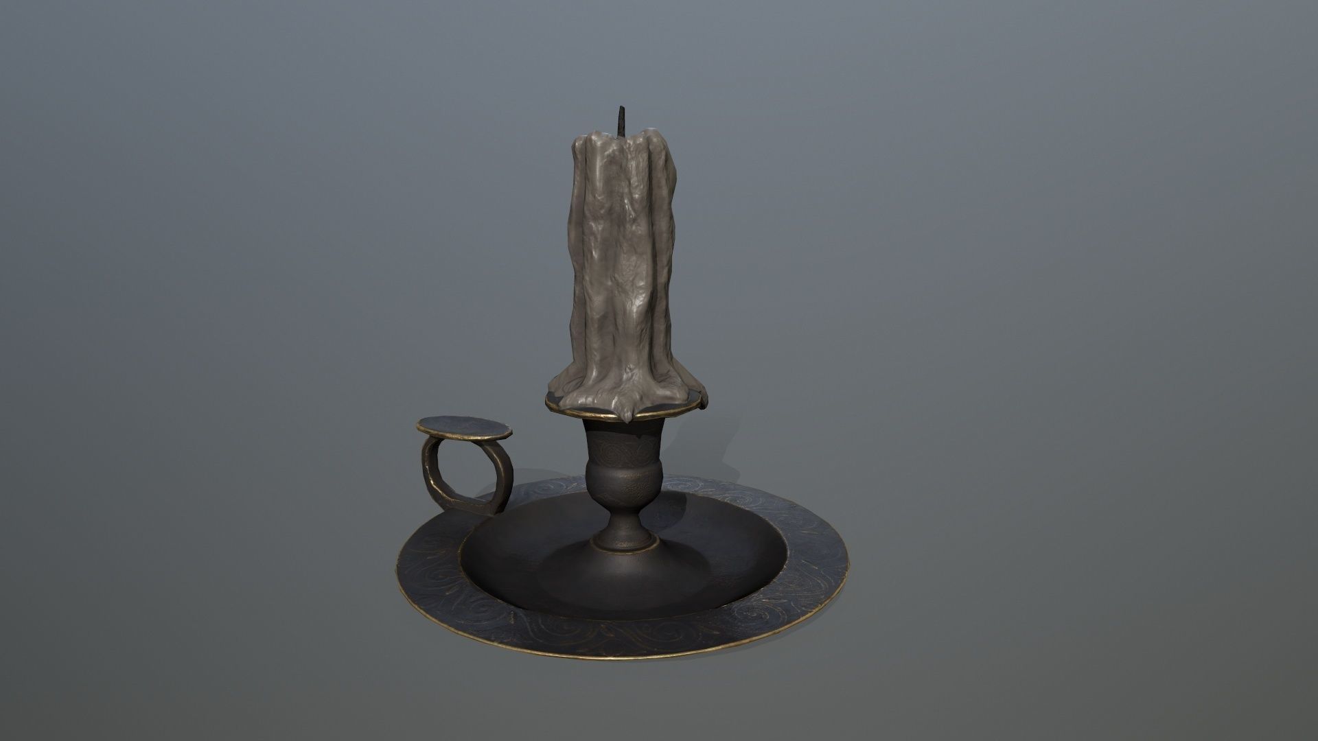 Candlestick candle Low-poly 3D model_4