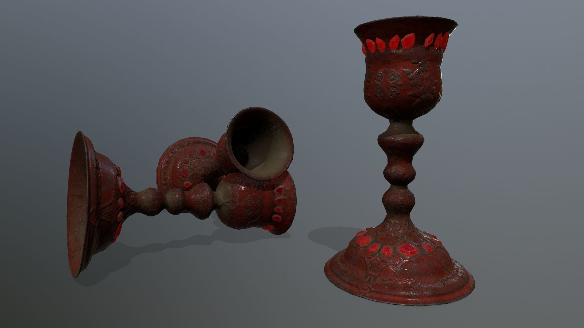 Chalice 4 candlestick Low-poly 3D model_1