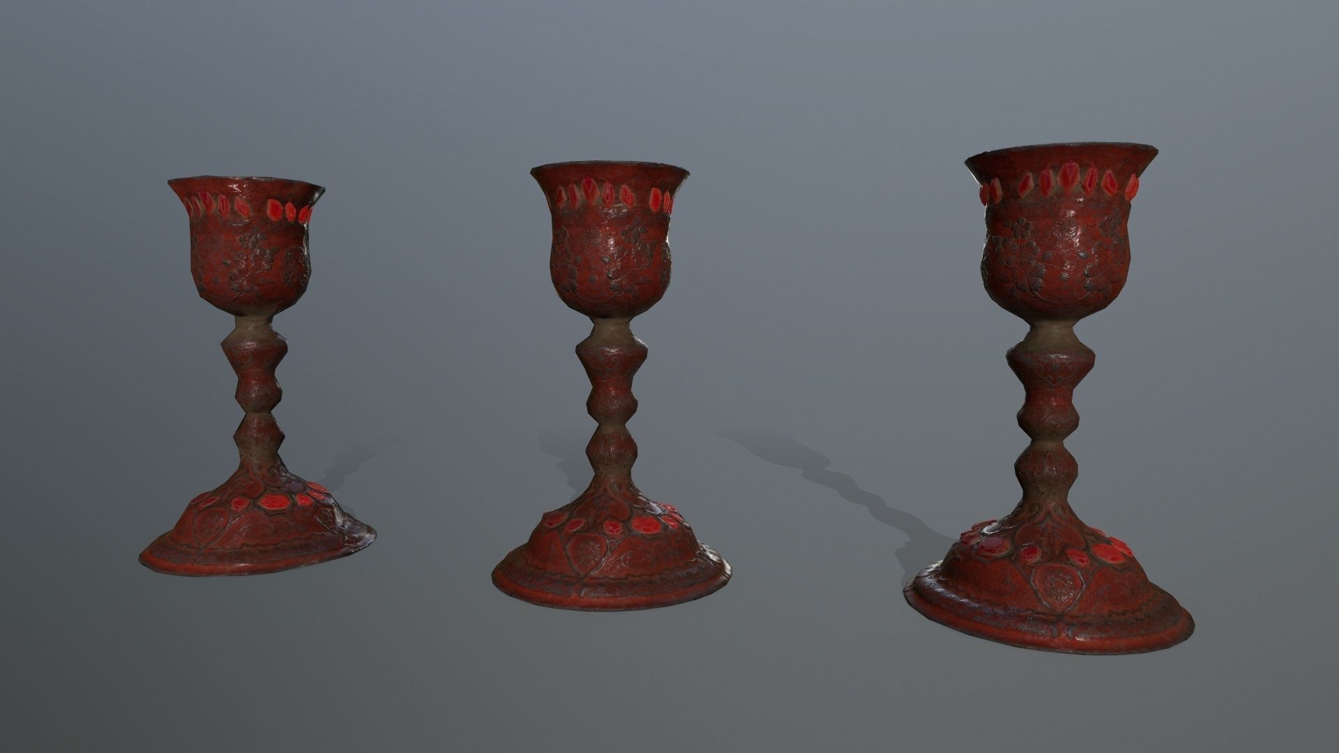 Chalice 4 candlestick Low-poly 3D model_9