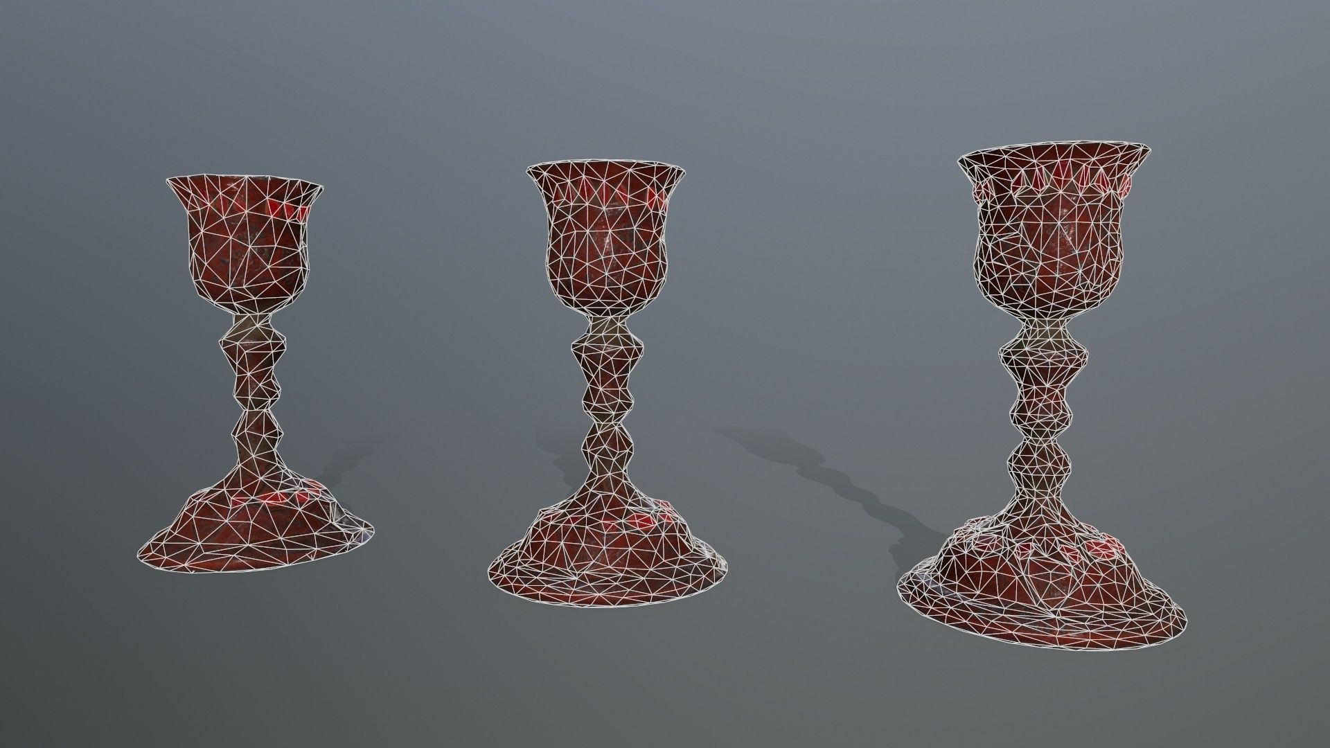 Chalice 4 candlestick Low-poly 3D model_10
