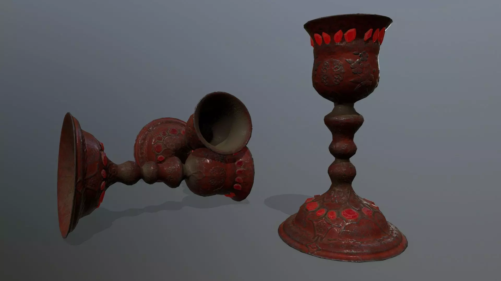 Chalice 4 candlestick Low-poly 3D model_0