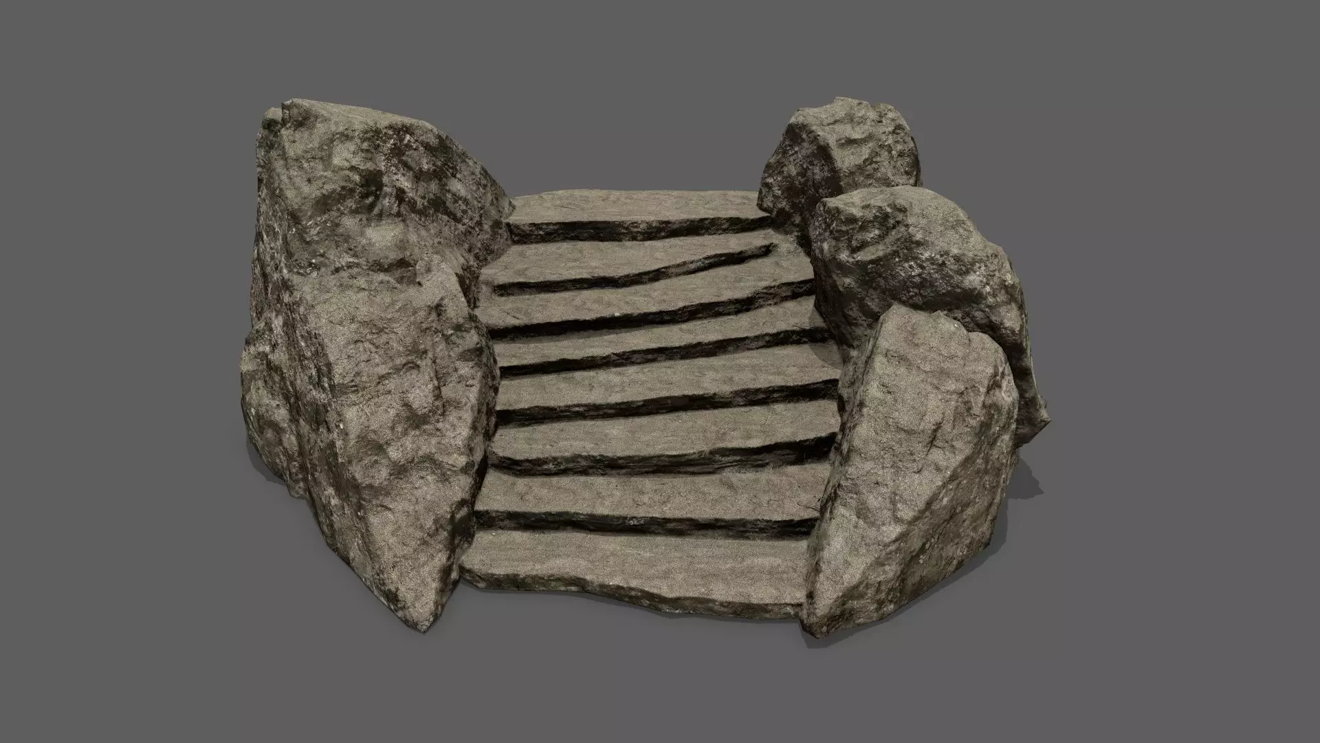 Rock Stairs Low-poly 3D model_0