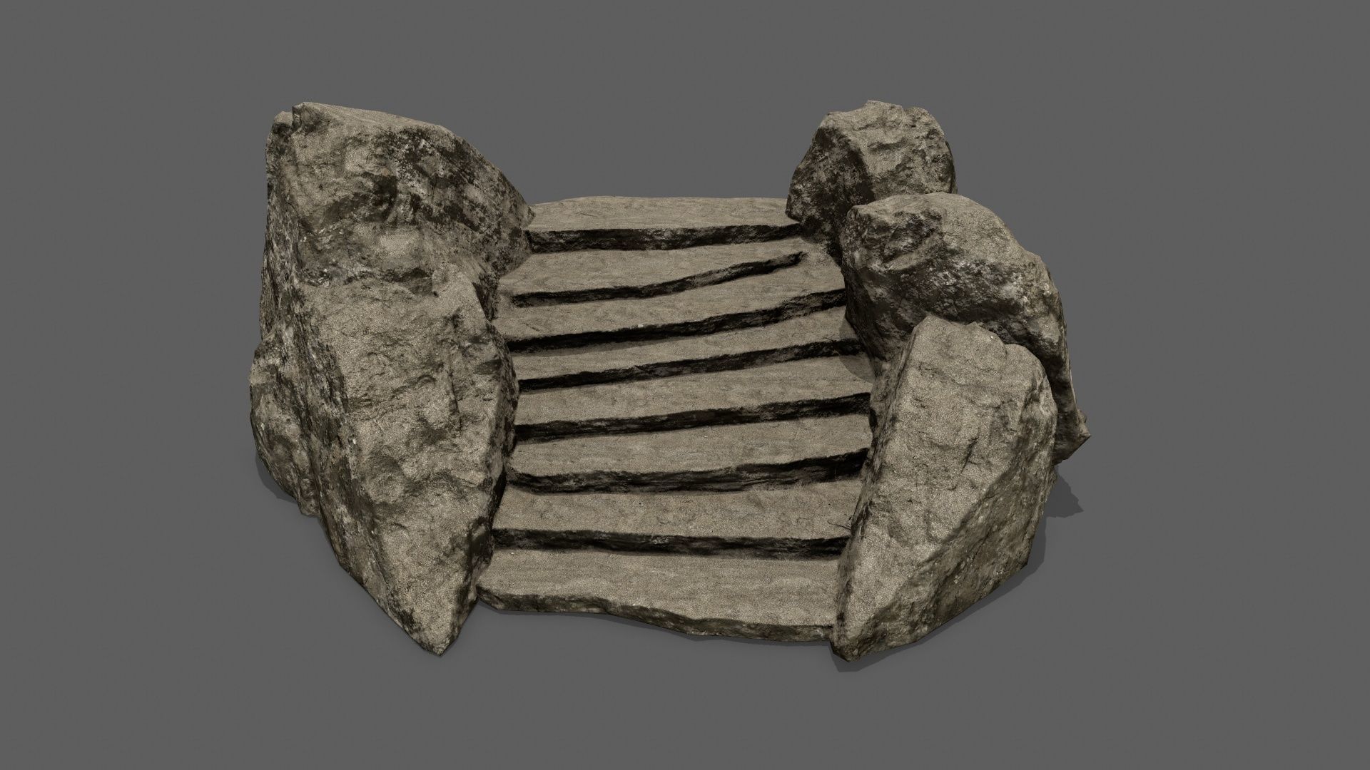 Rock Stairs Low-poly 3D model_1