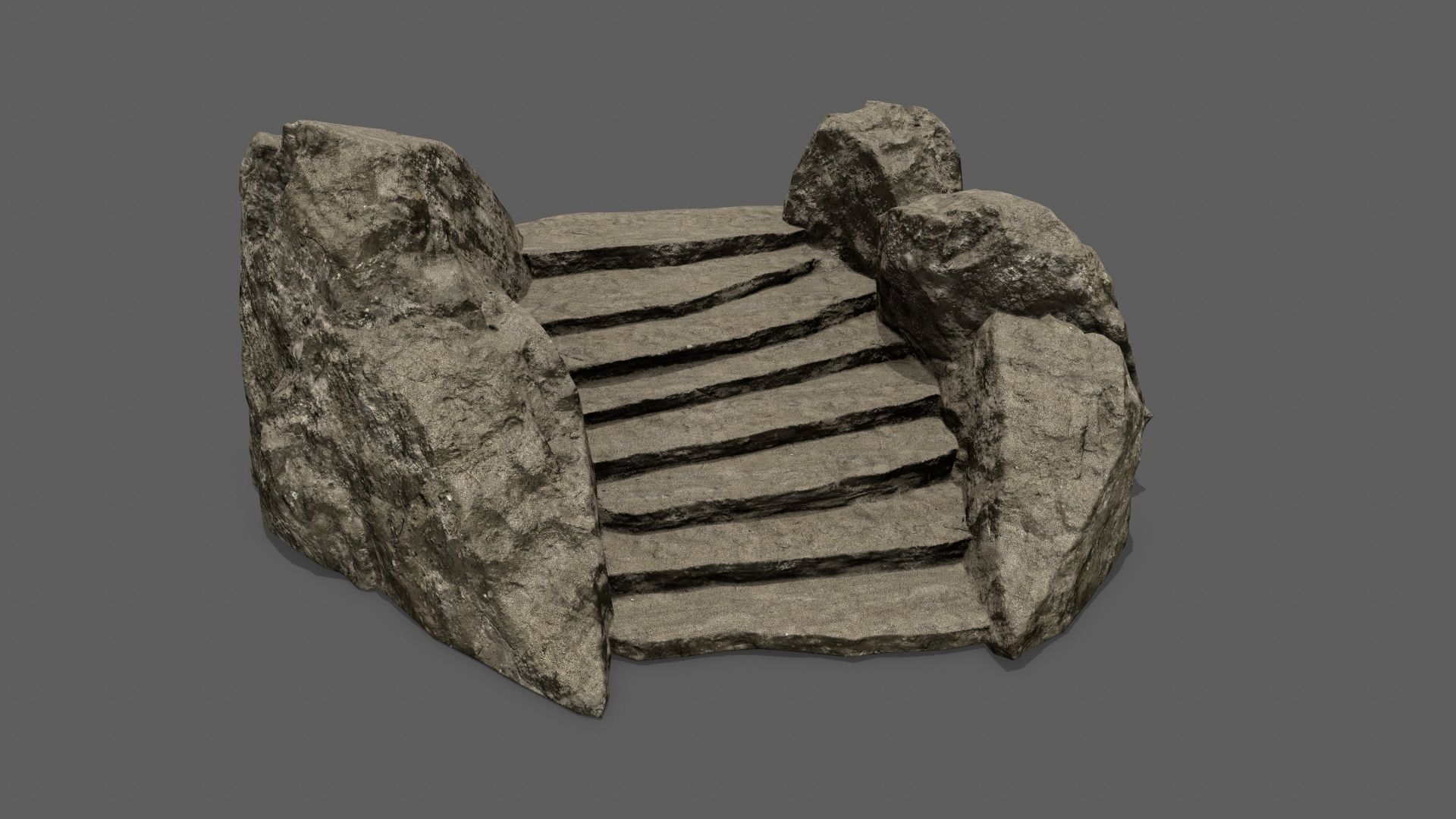 Rock Stairs Low-poly 3D model_7