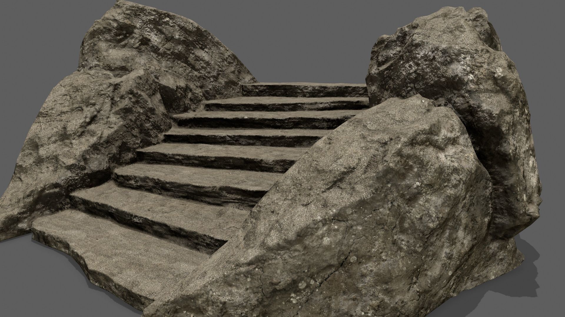Rock Stairs Low-poly 3D model_8