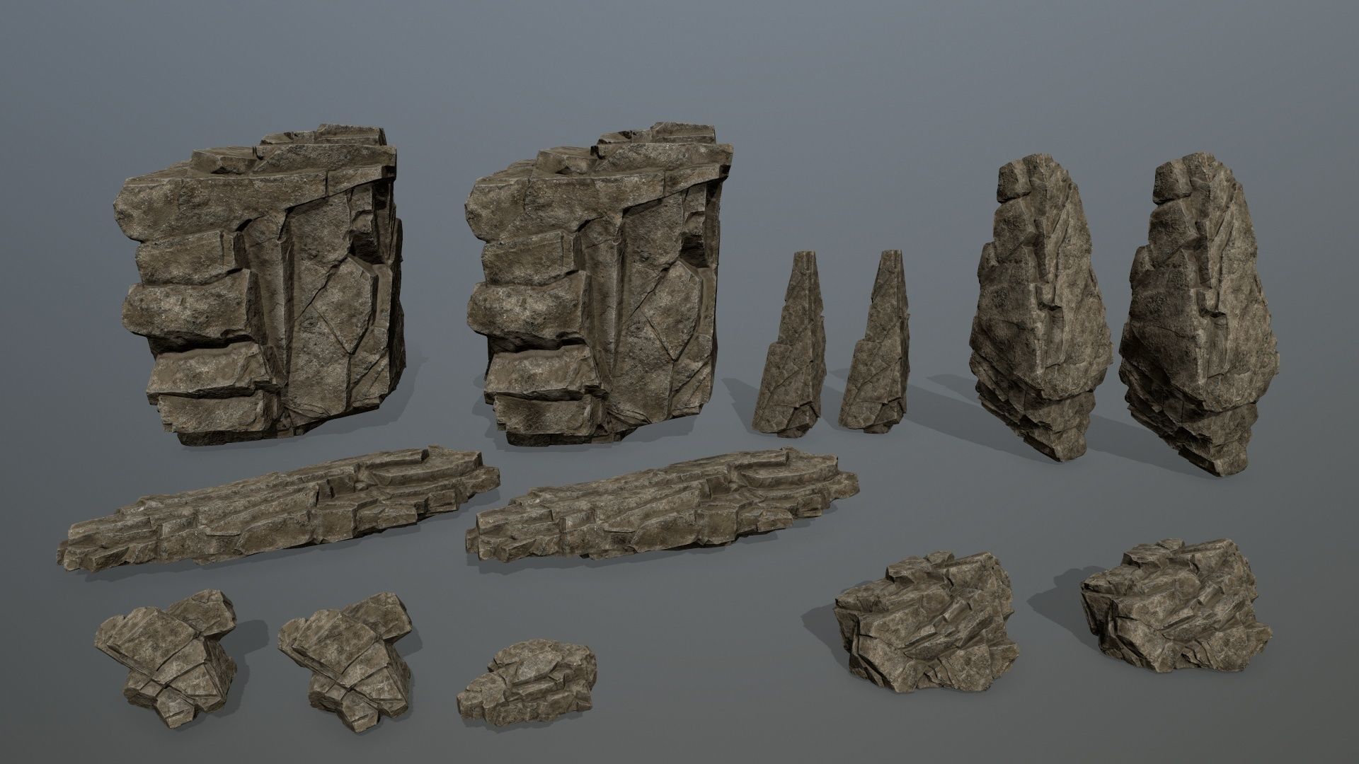 desert  rocks Low-poly 3D model_17