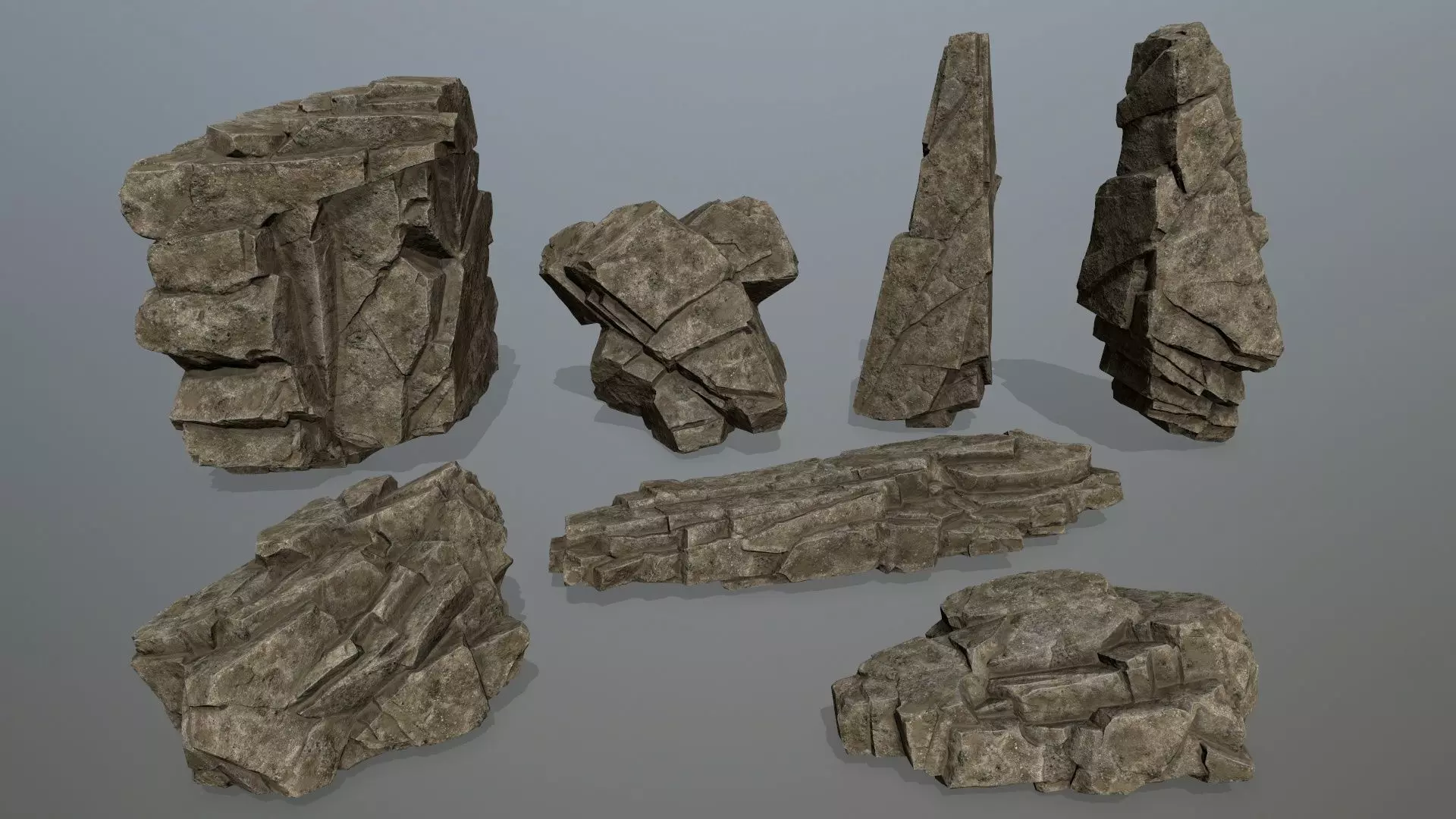 desert  rocks Low-poly 3D model_0