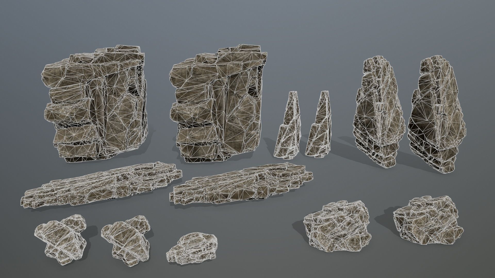 desert  rocks Low-poly 3D model_18