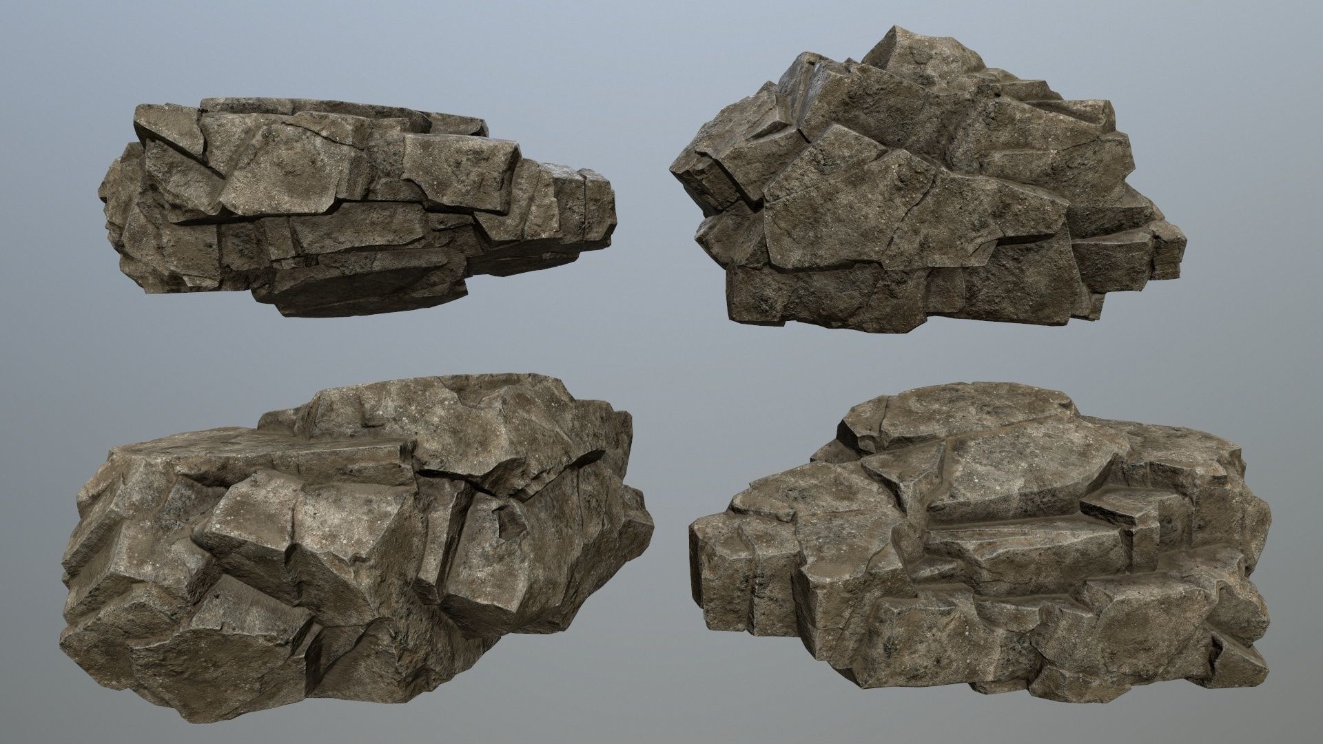 desert  rocks Low-poly 3D model_12