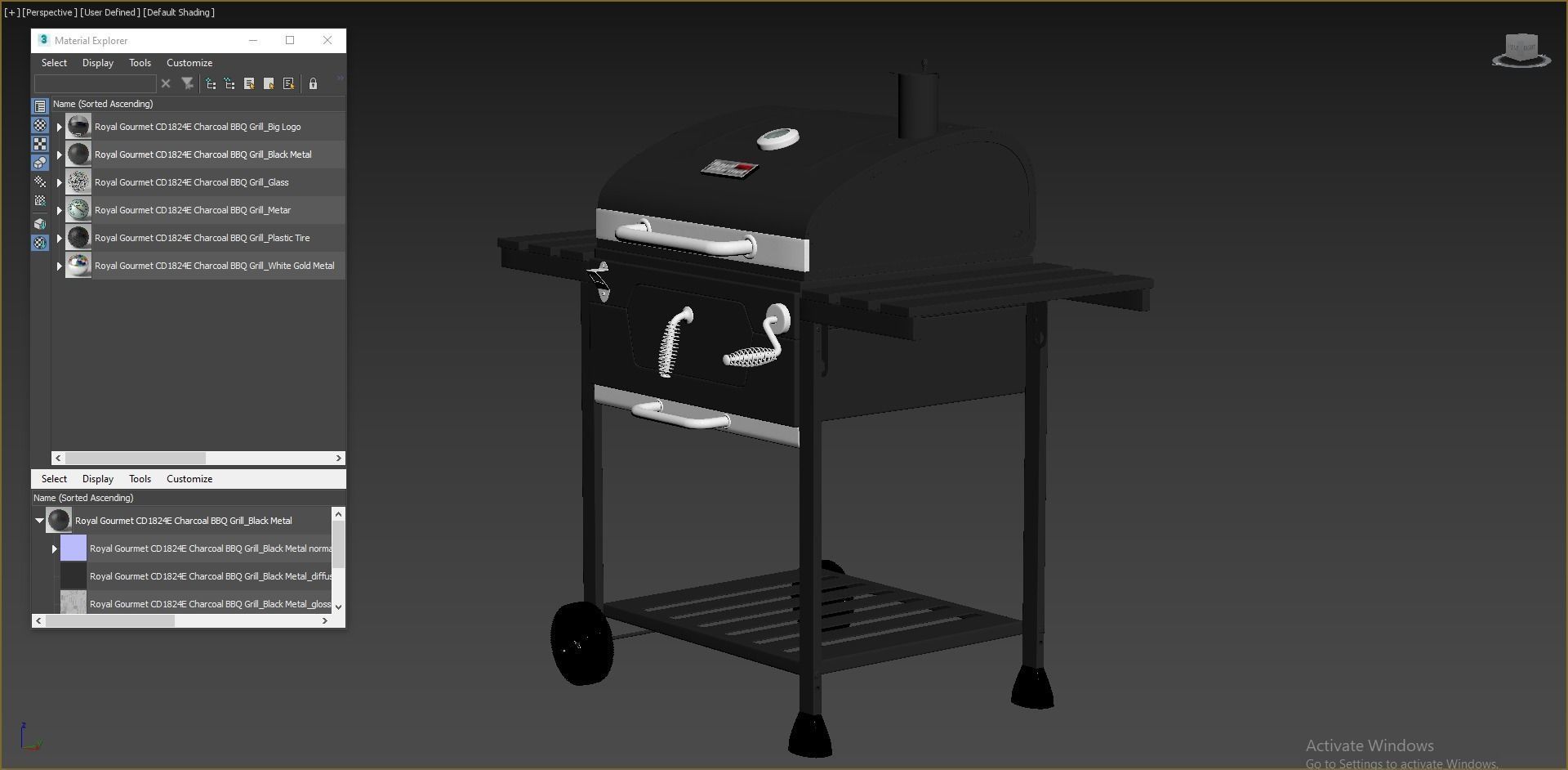 Royal Gourmet CD1824E 24-inch Charcoal BBQ Grill 3D model_4