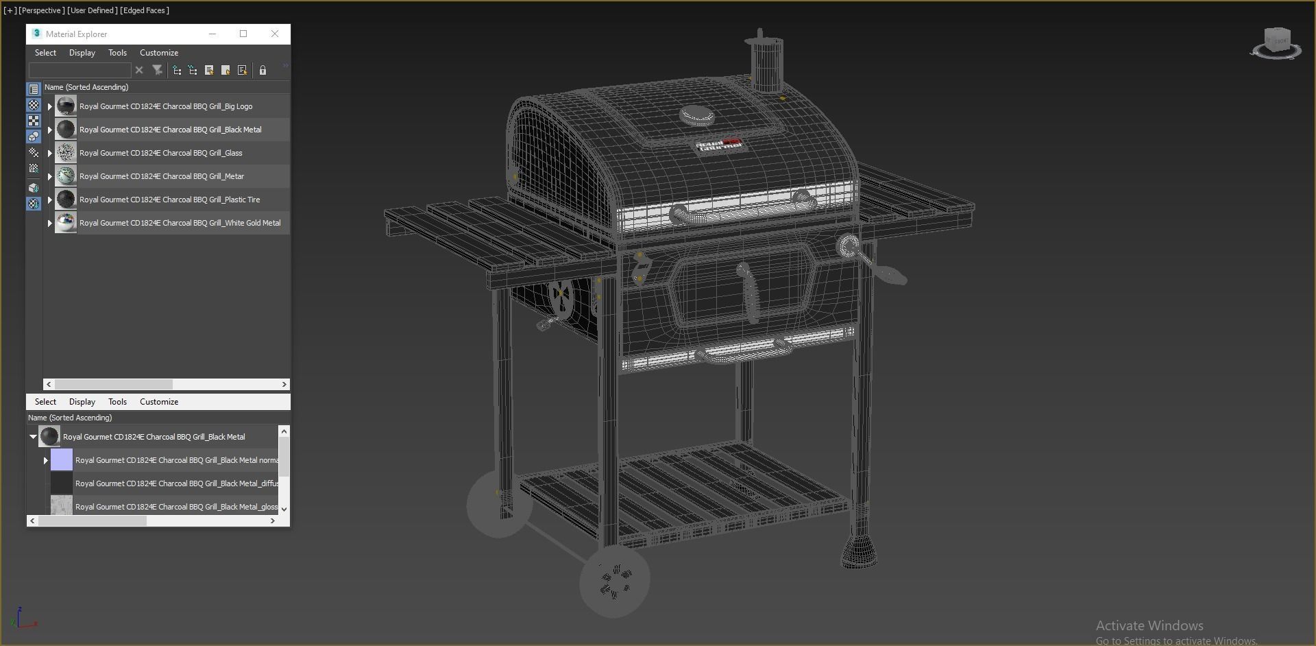 Royal Gourmet CD1824E 24-inch Charcoal BBQ Grill 3D model_3