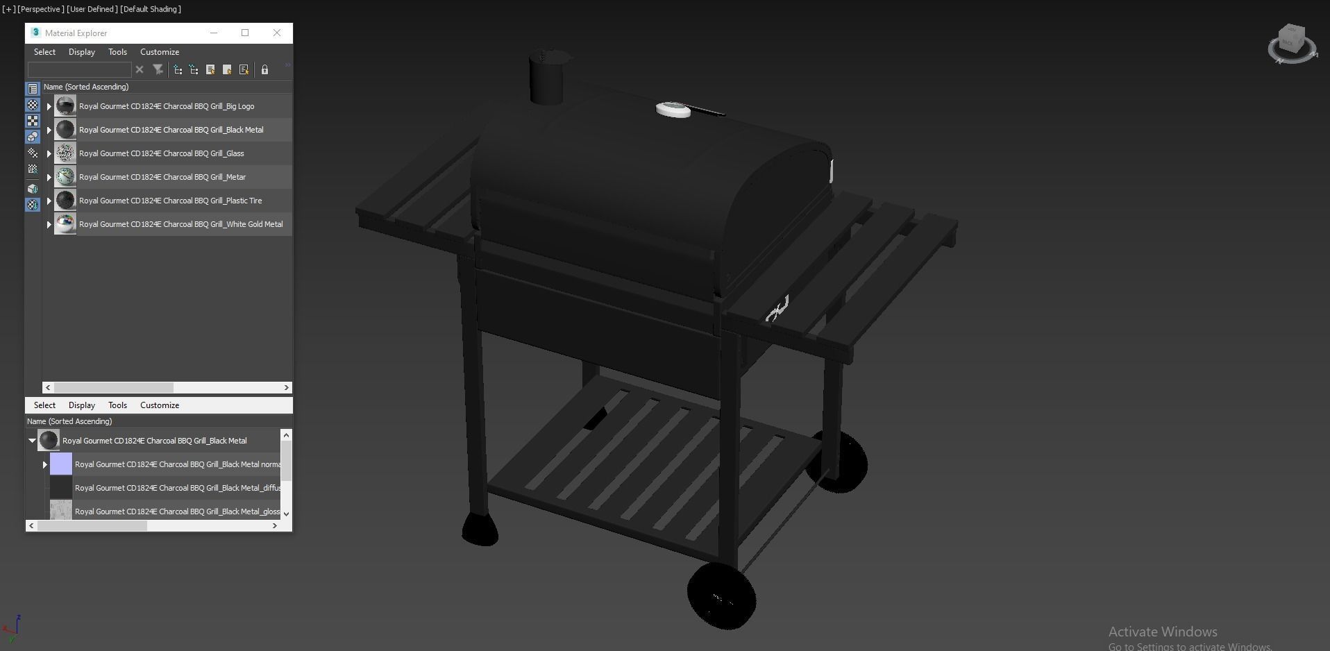 Royal Gourmet CD1824E 24-inch Charcoal BBQ Grill 3D model_5