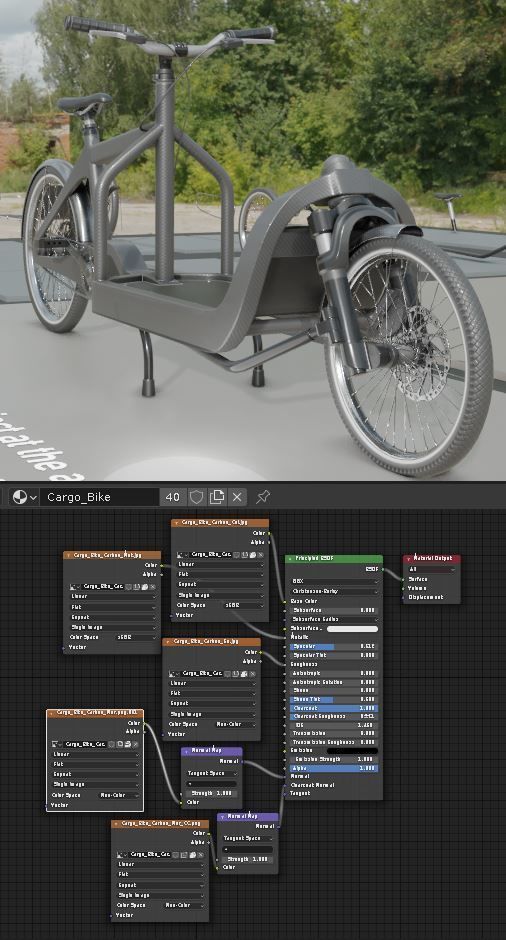 Cargo Bike Carbon Low-Poly and Rigged Version  Low-poly 3D model_3