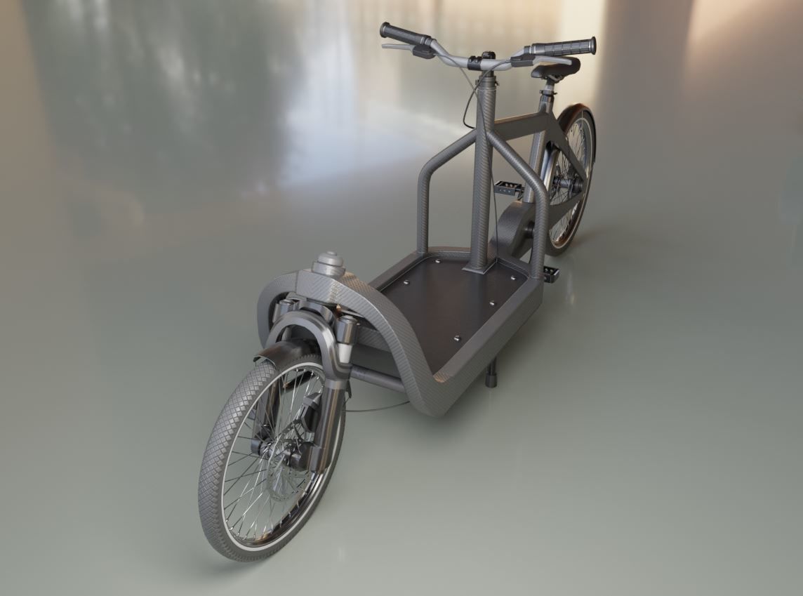 Cargo Bike Carbon Low-Poly and Rigged Version  Low-poly 3D model_2