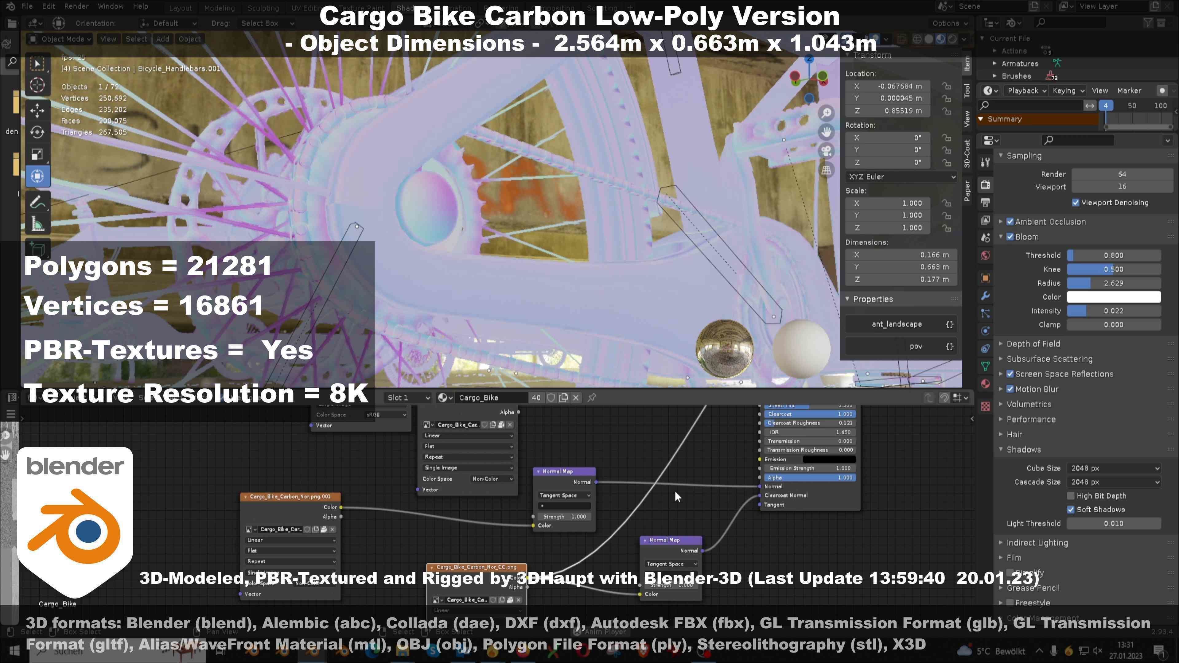 Cargo Bike Carbon Low-Poly and Rigged Version  Low-poly 3D model_138